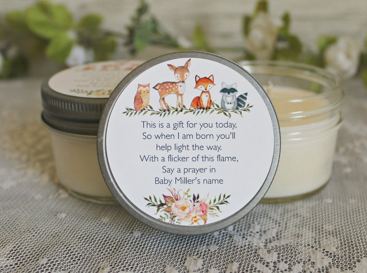 Woodland Baby Shower Favors - The Dancing Wick