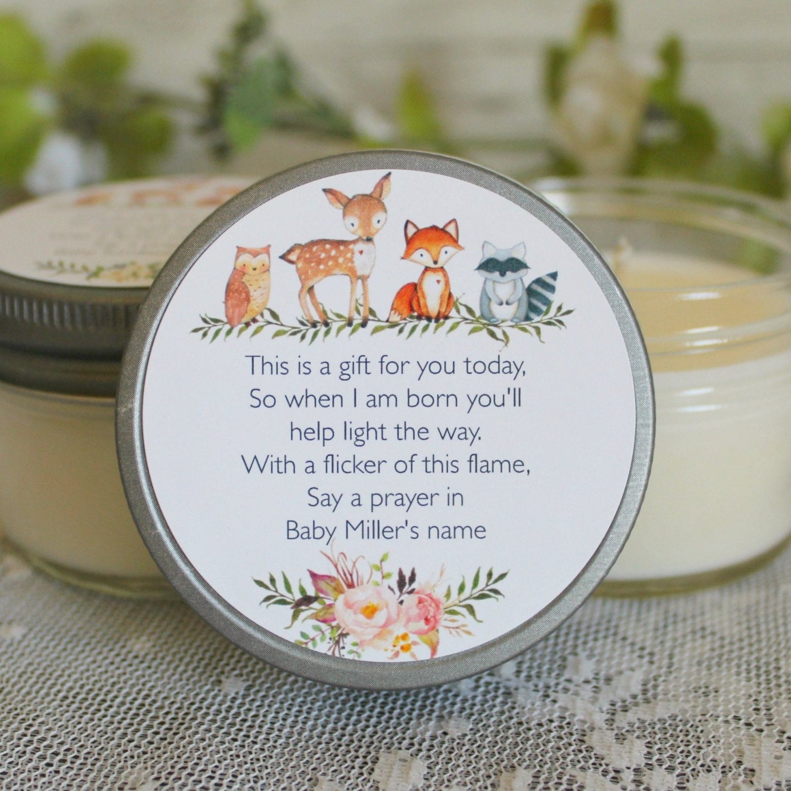 Woodland Baby Shower Favors - The Dancing Wick