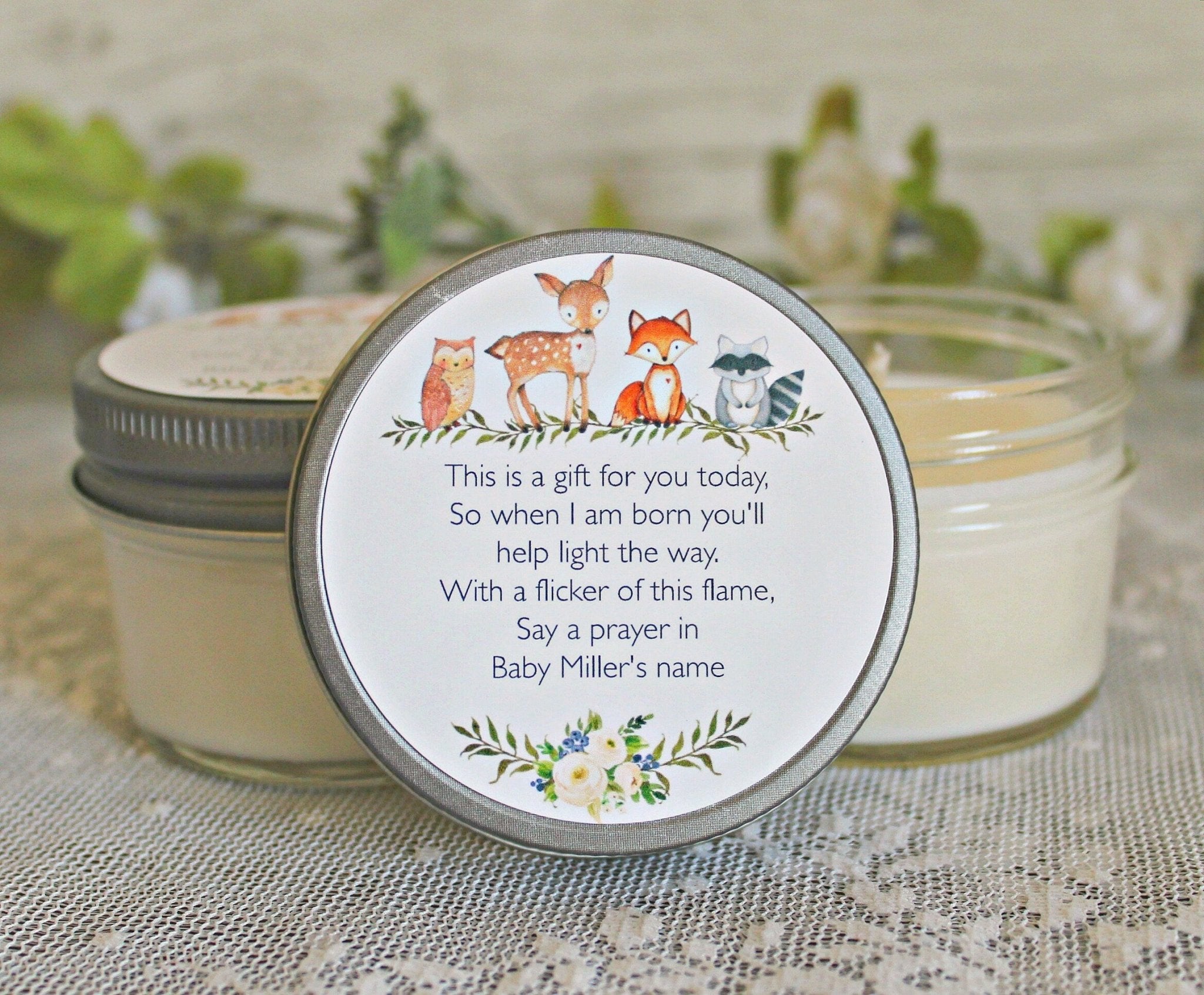 Woodland Baby Shower Favors - The Dancing Wick