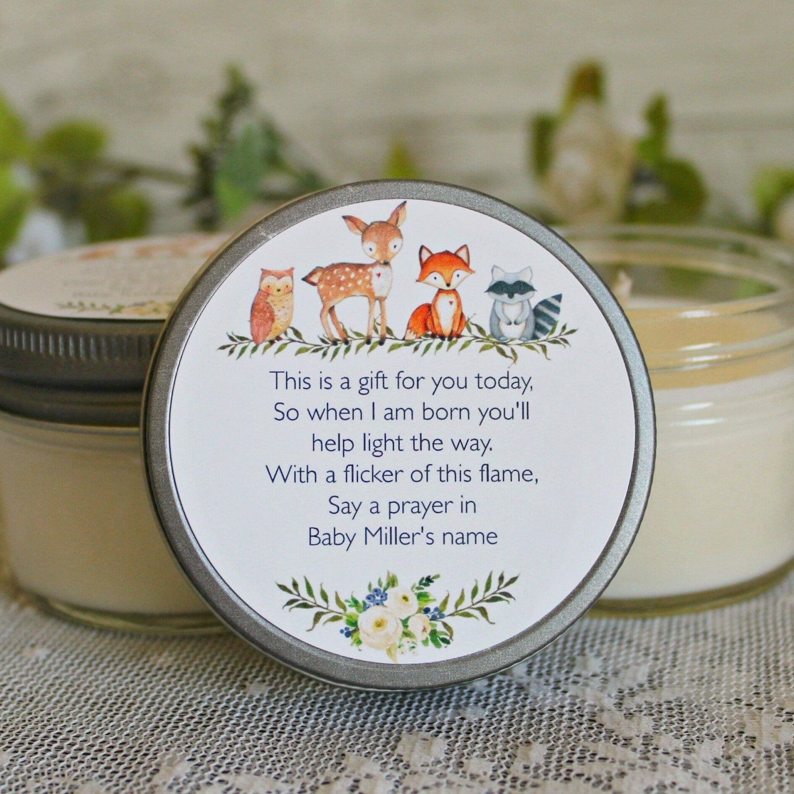 Woodland Baby Shower Favors - The Dancing Wick
