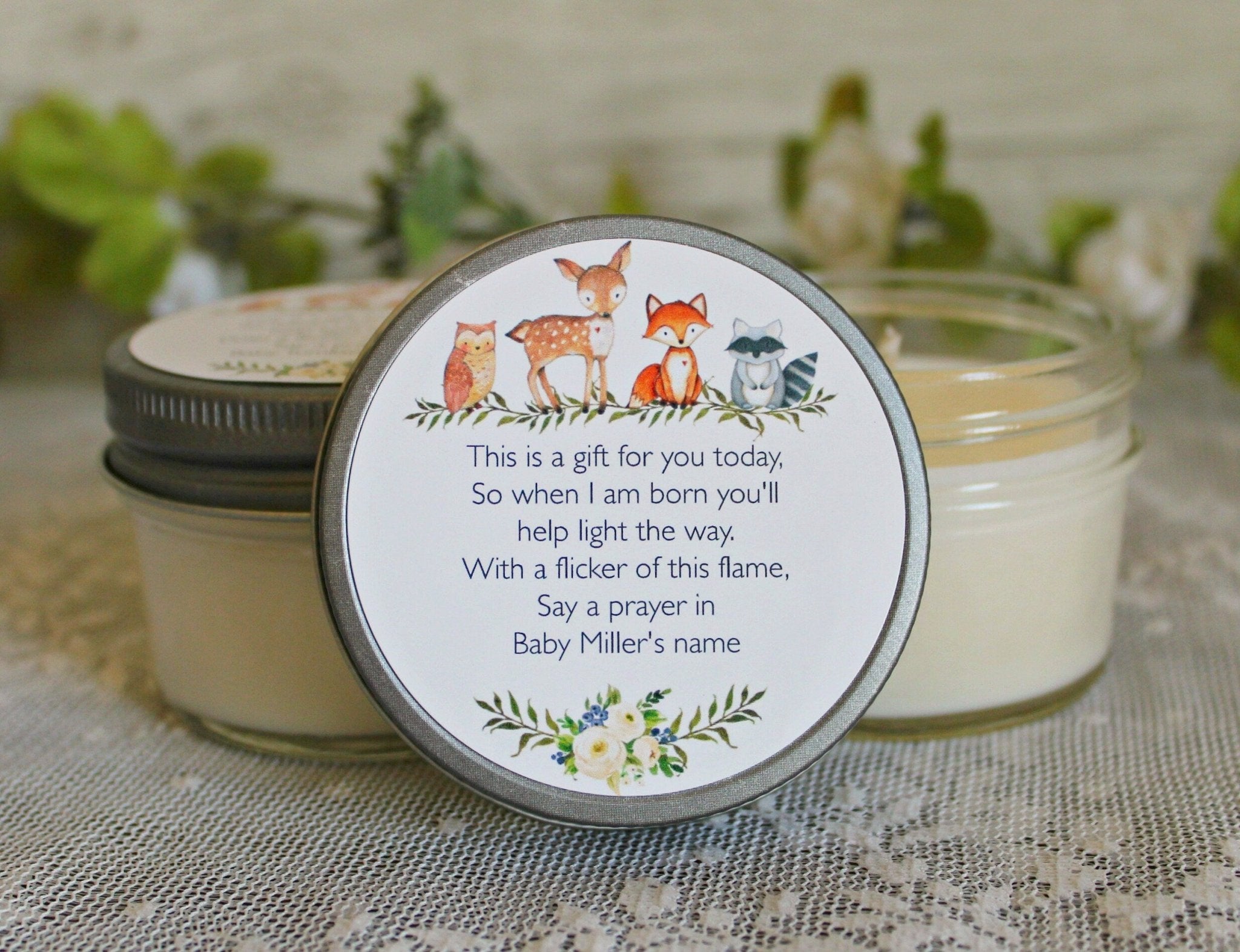 Woodland Baby Shower Favors - The Dancing Wick