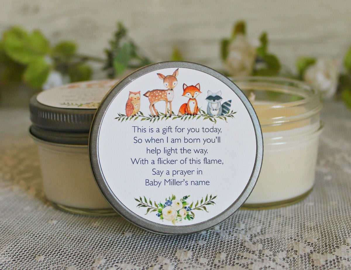 Woodland Baby Shower Favors - The Dancing Wick