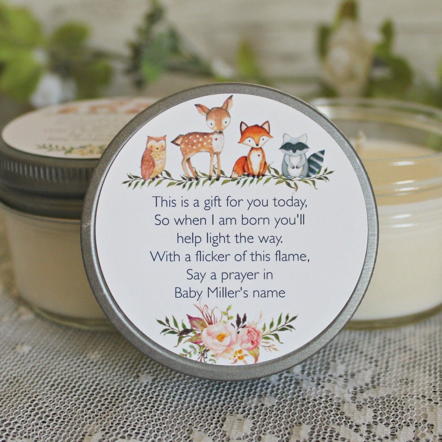 Woodland Baby Shower Favors - The Dancing Wick