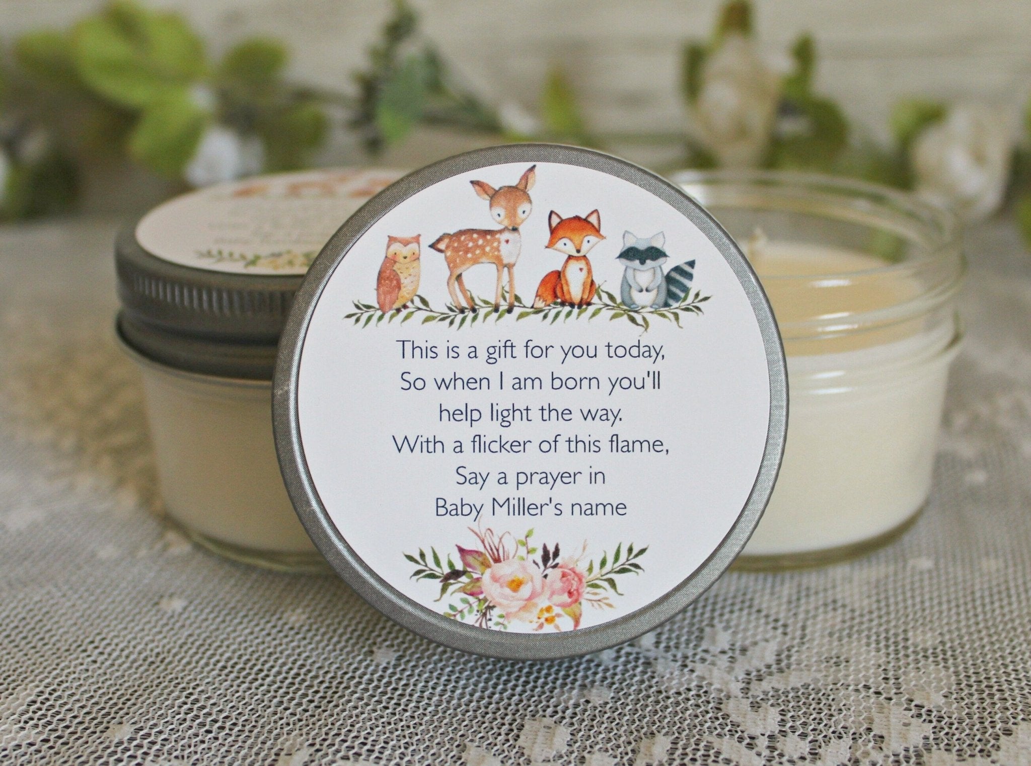 Woodland Baby Shower Favors - The Dancing Wick
