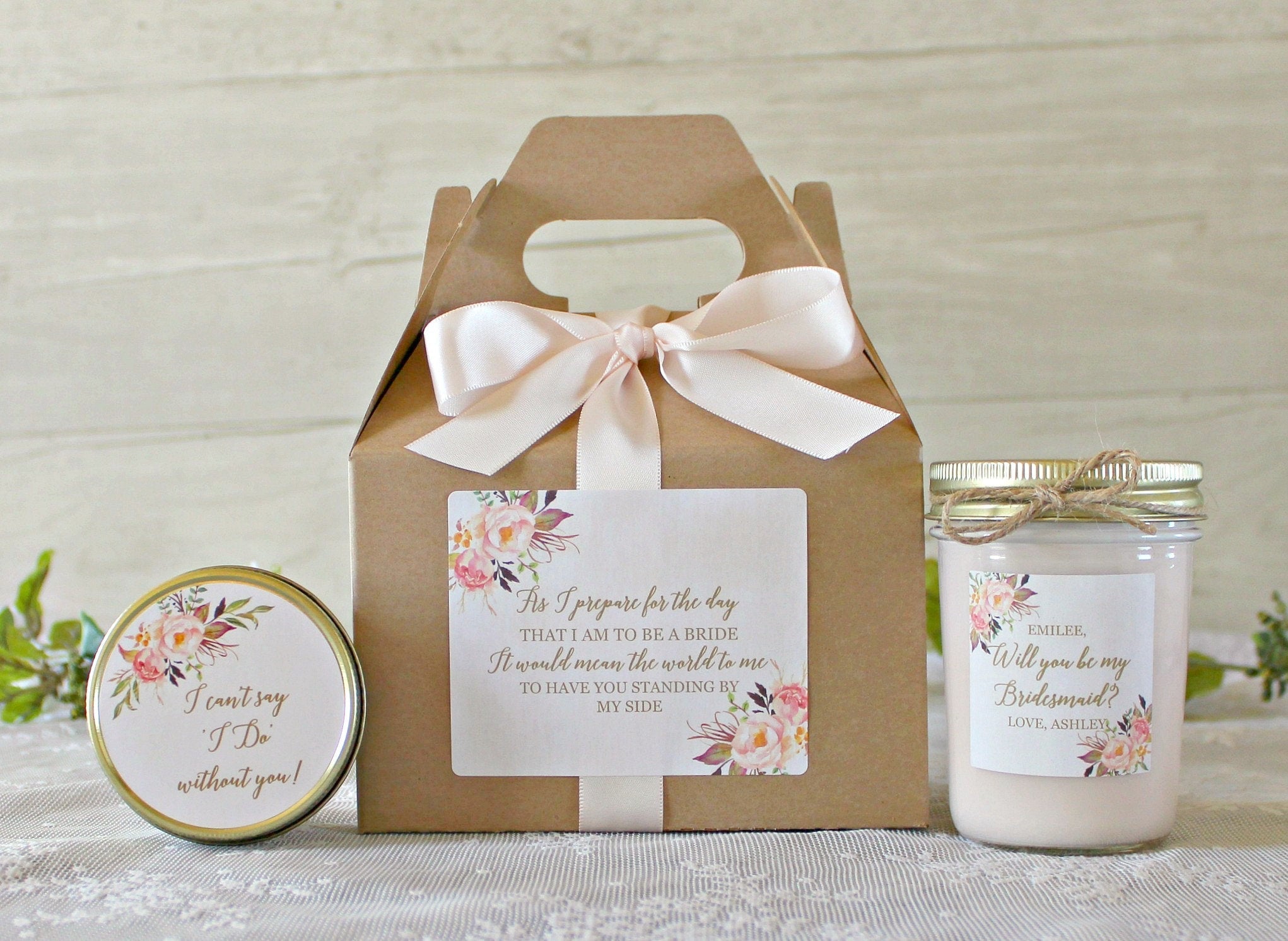Blush Bridesmaid Proposal Box - The Dancing Wick