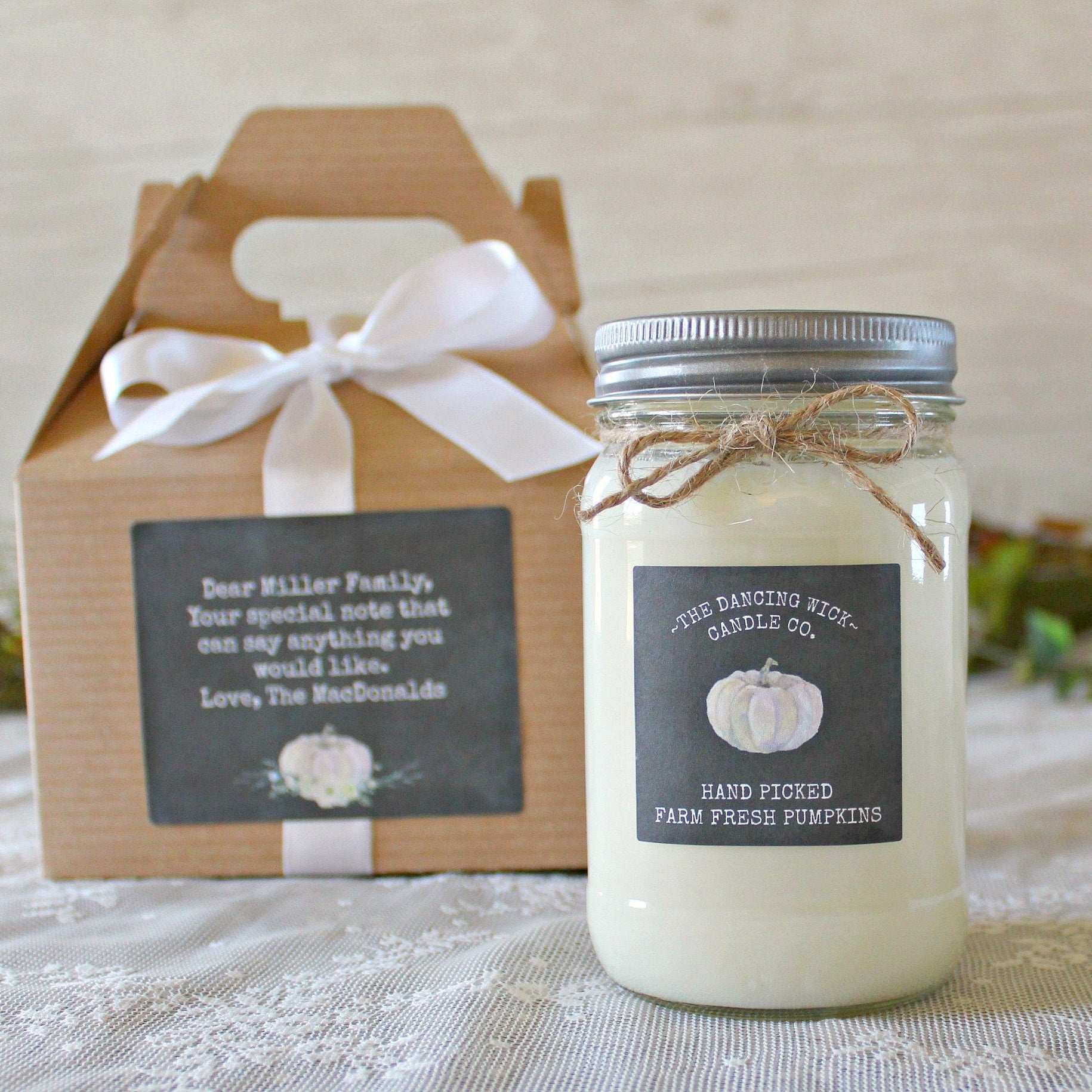 Fall White Pumpkin Candle - The Dancing Wick