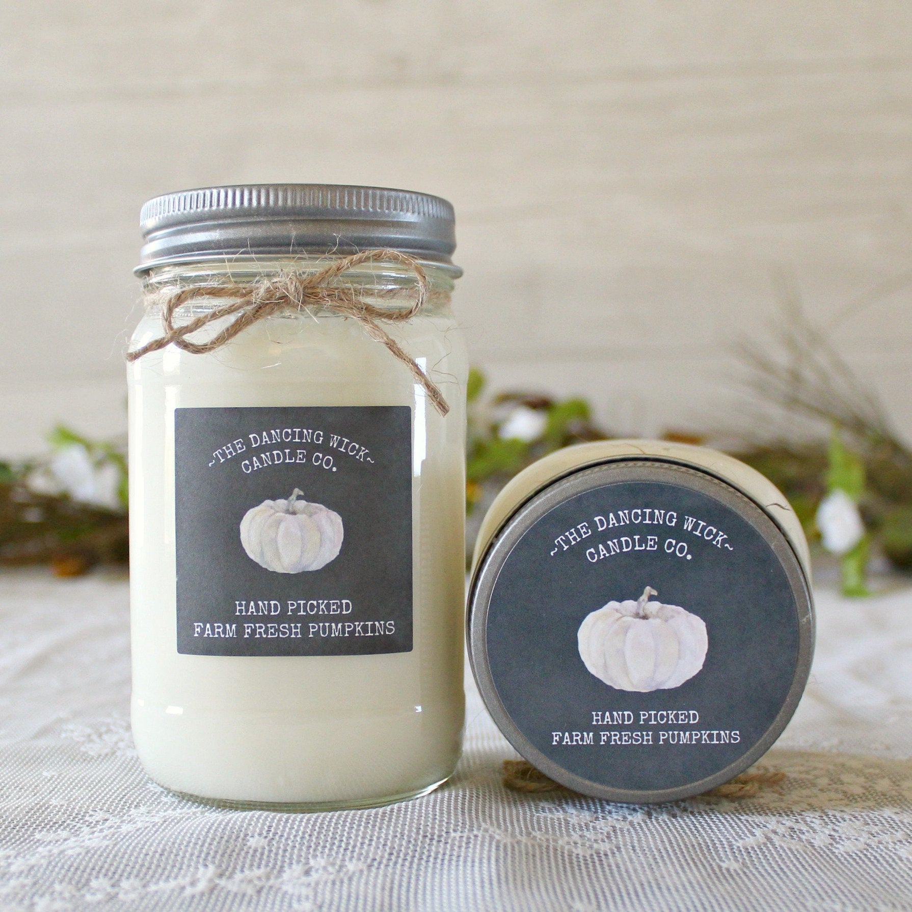 Fall White Pumpkin Candle - The Dancing Wick