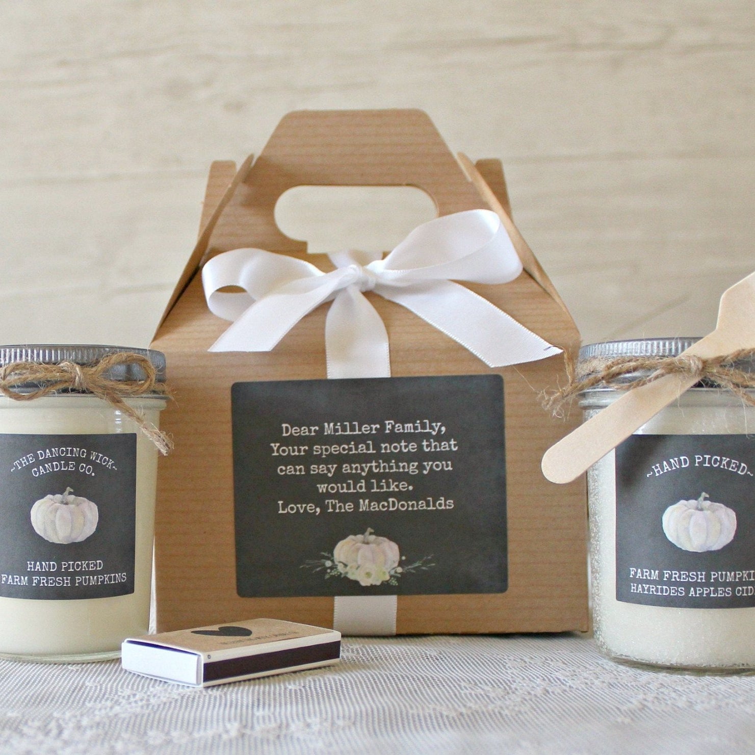 Fall White Pumpkin Gift Box - The Dancing Wick