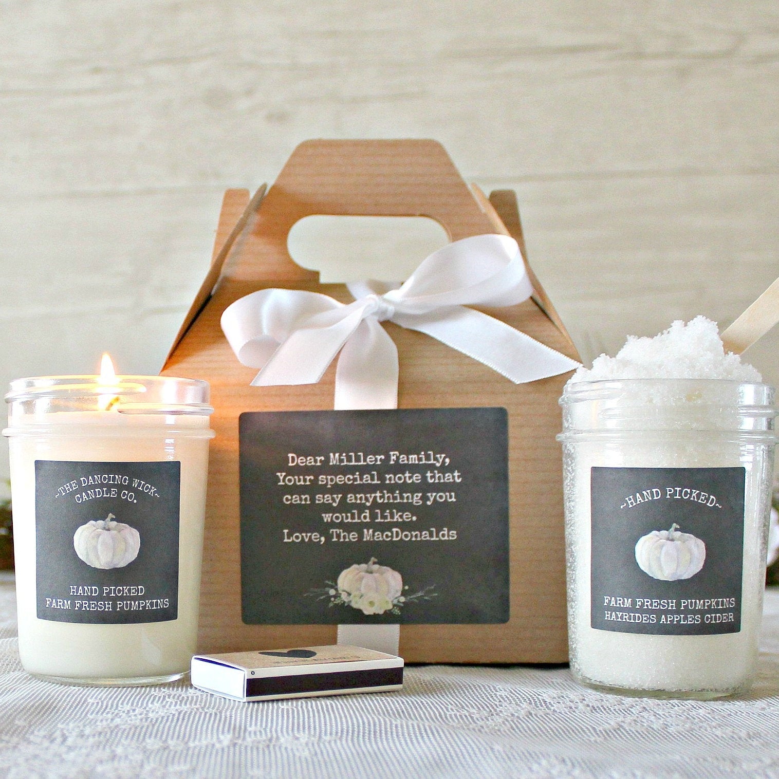 Fall White Pumpkin Gift Box - The Dancing Wick