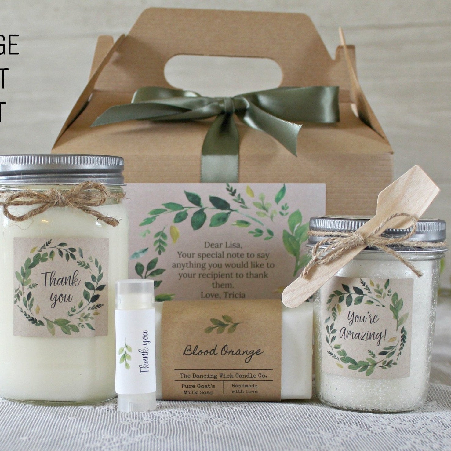 Greenery Thank you gift box - The Dancing Wick