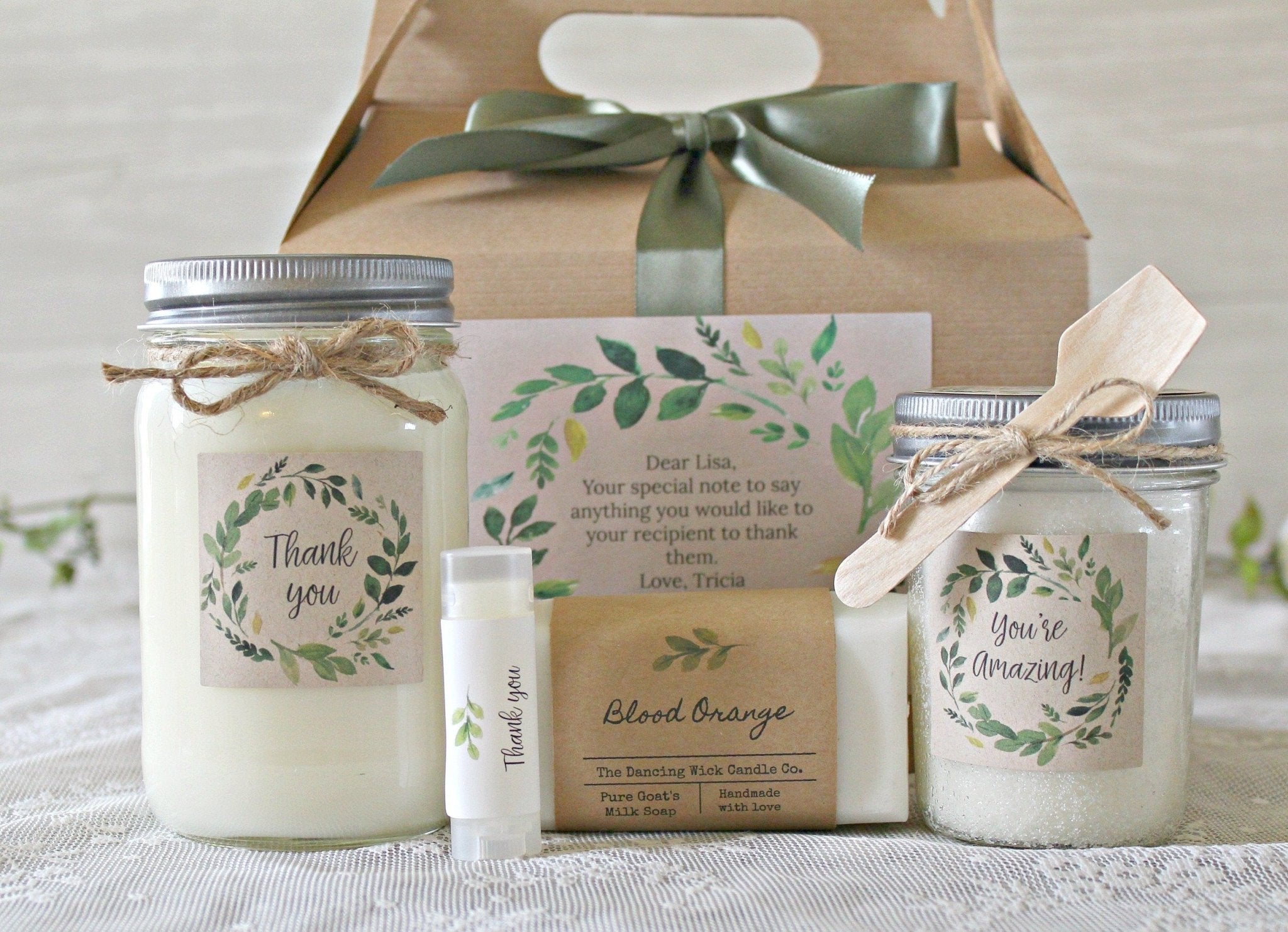 Greenery Thank you gift box - The Dancing Wick