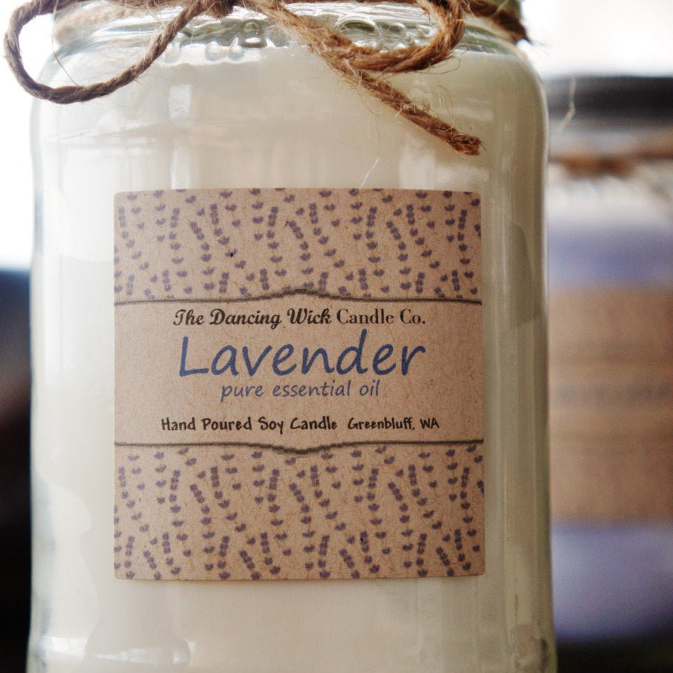 Lavender Pure Essential Oil Soy Candle - The Dancing Wick