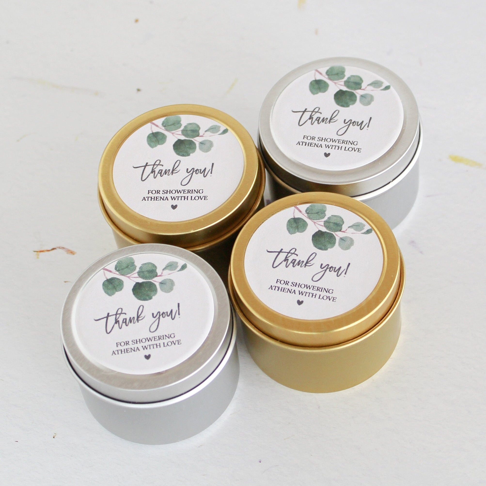 Set of 10 Candle Tin Favors - Greenery - The Dancing Wick