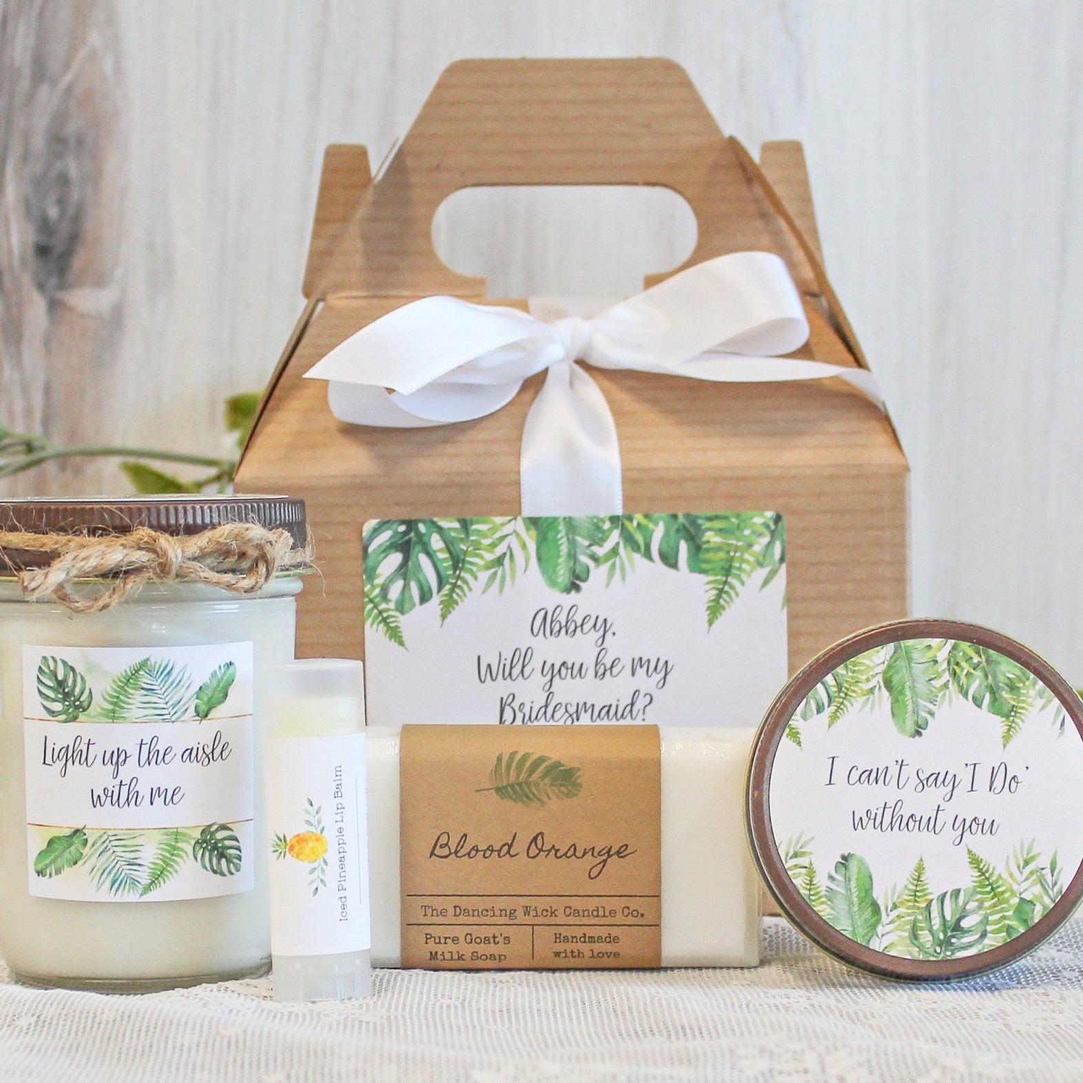 Tropical Bridesmaid Proposal Box - The Dancing Wick