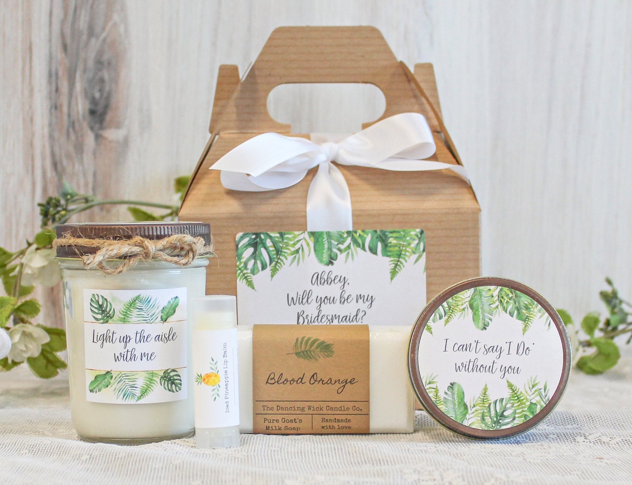 Tropical Bridesmaid Proposal Box - The Dancing Wick