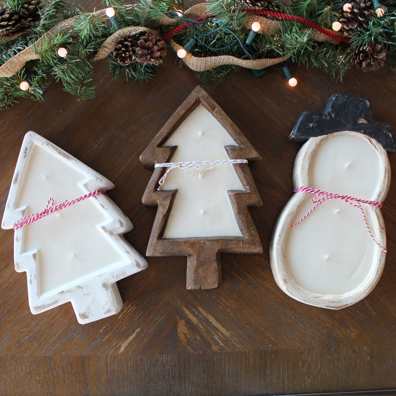 White Christmas Wood Bowl Candle - The Dancing Wick