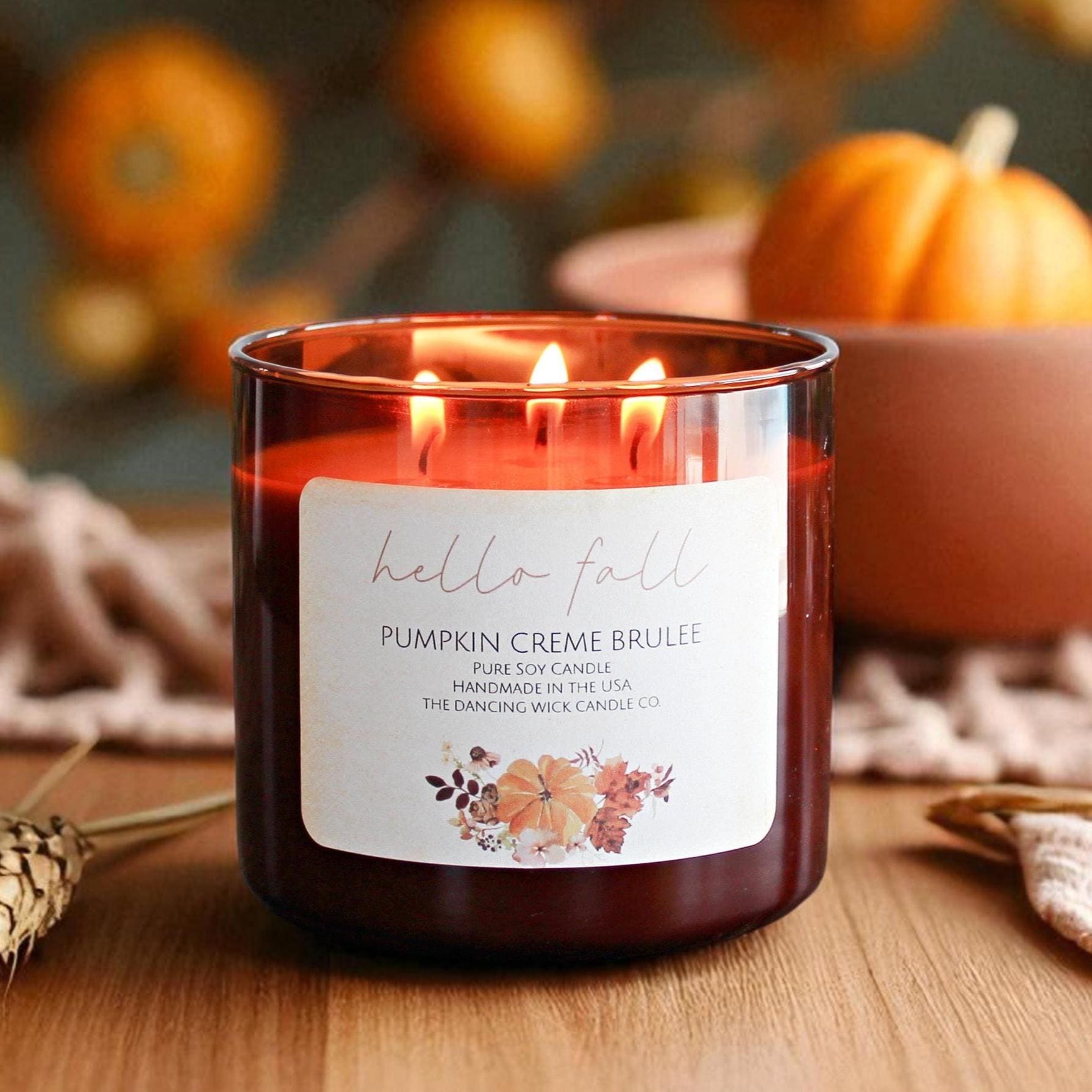 3 Wick Fall Pumpkin Candle - The Dancing Wick
