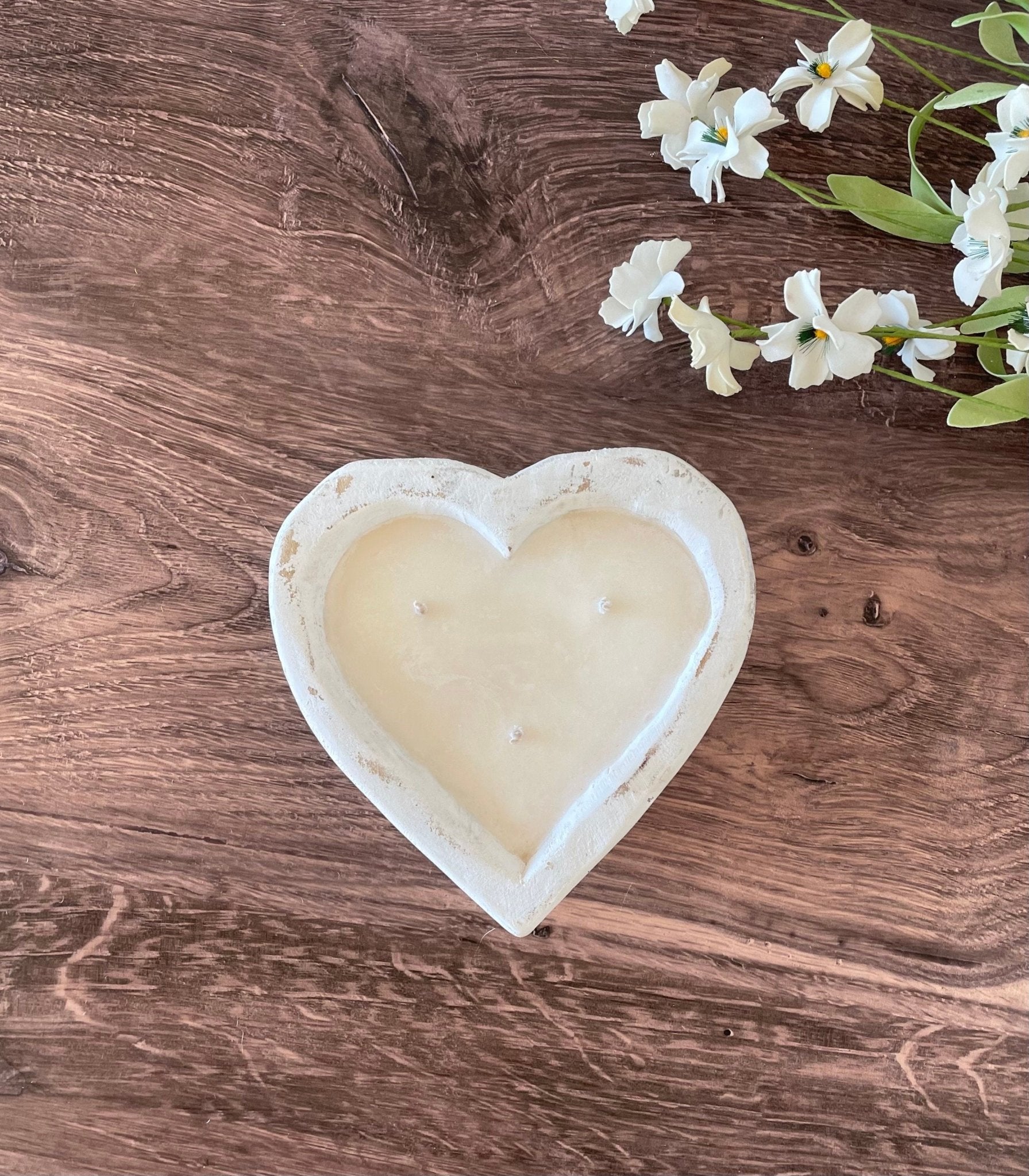 3 Wick Heart Dough Bowl Candle - The Dancing Wick