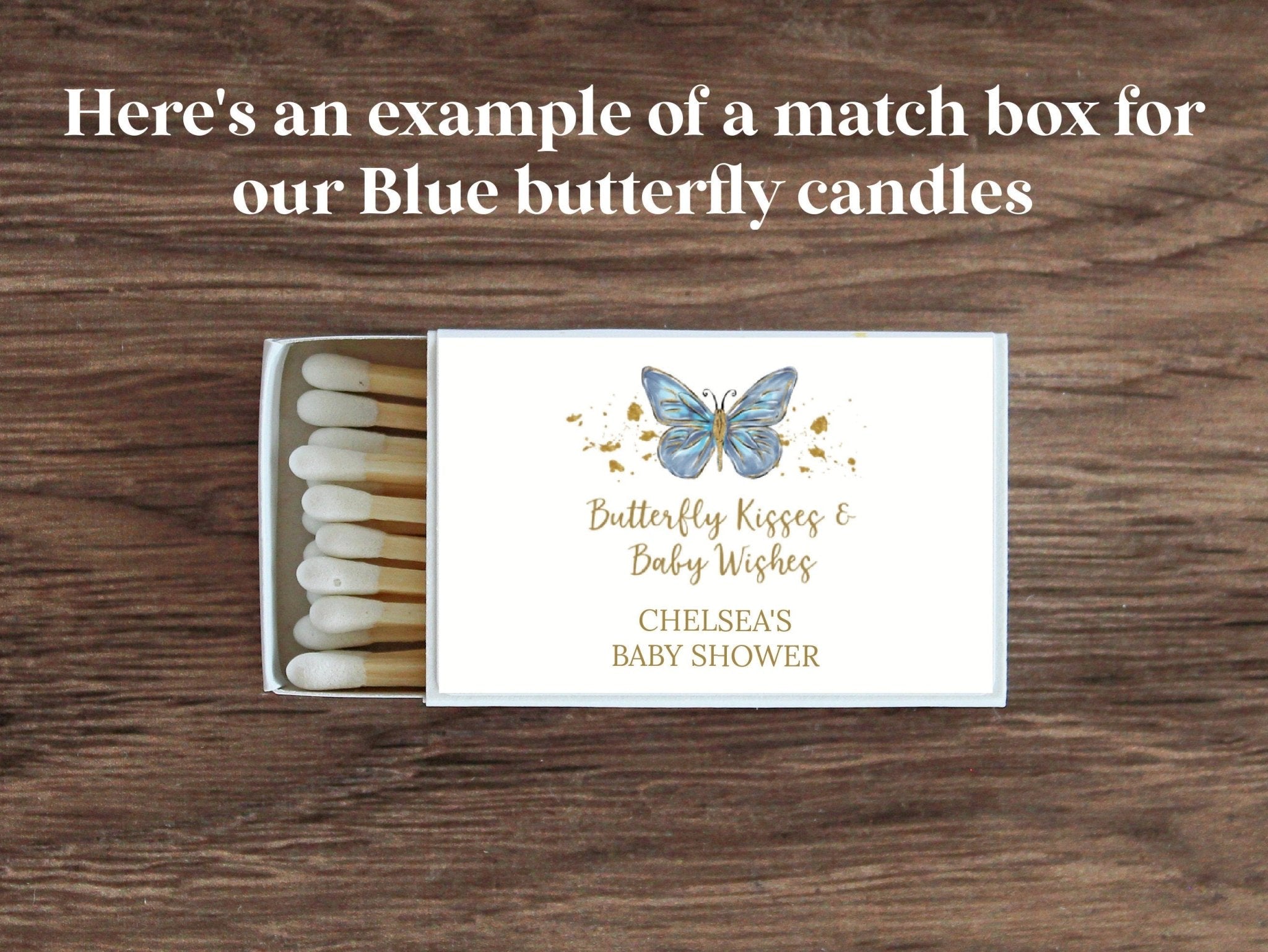 Add Custom Matches for Baby Shower Favors - The Dancing Wick