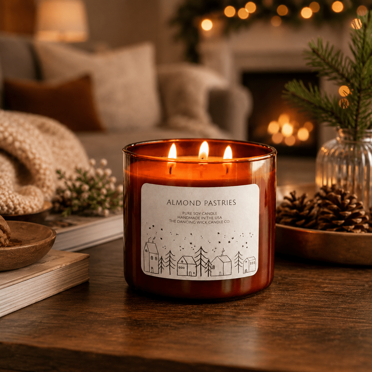 Almond Pastries - 3 Wick Christmas Tumbler Candle - The Dancing Wick