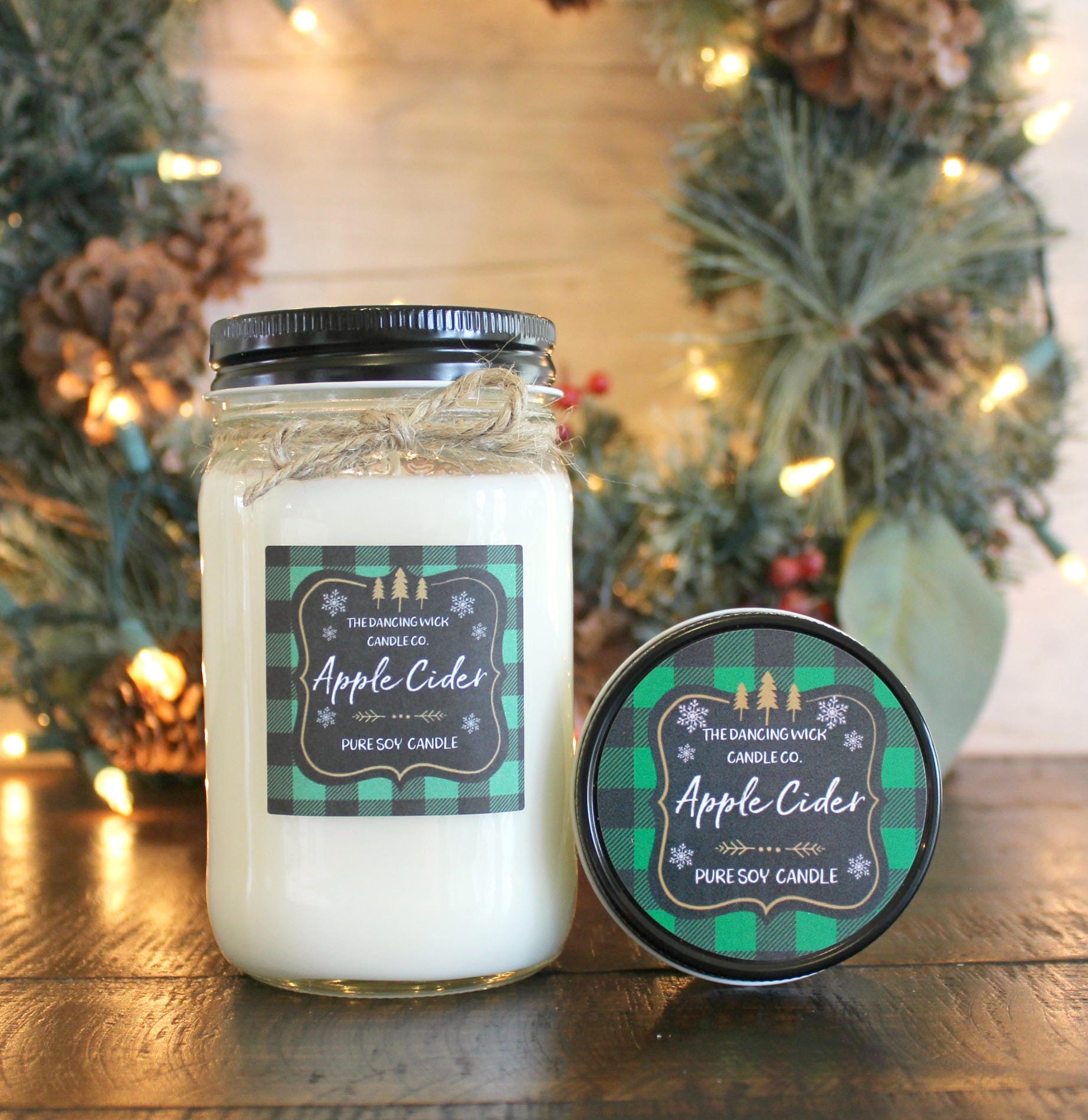 Apple Cider Buffalo Plaid Candle - The Dancing Wick