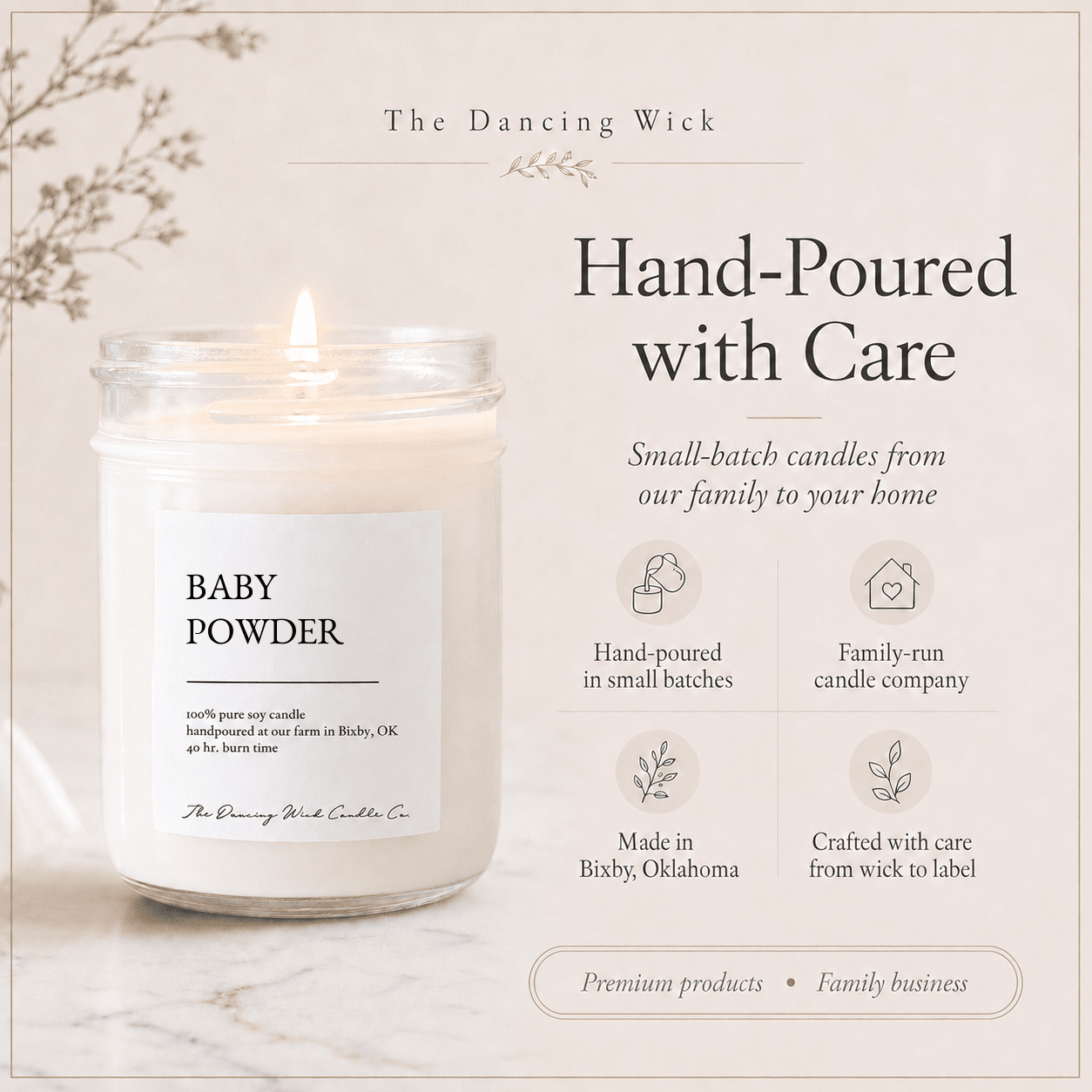 Baby Powder - TDW Signature Candle - The Dancing Wick