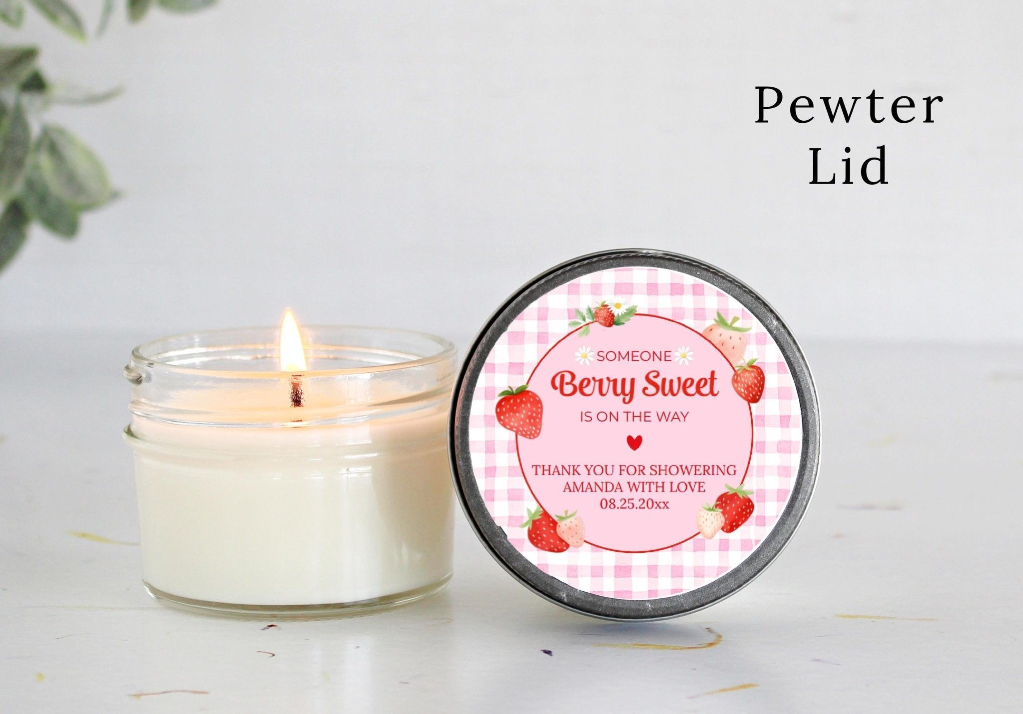 Berry Sweet Baby Shower & 1st Birthday Candle Favors / Personalized 4 oz. Soy Candle Favors / - The Dancing Wick