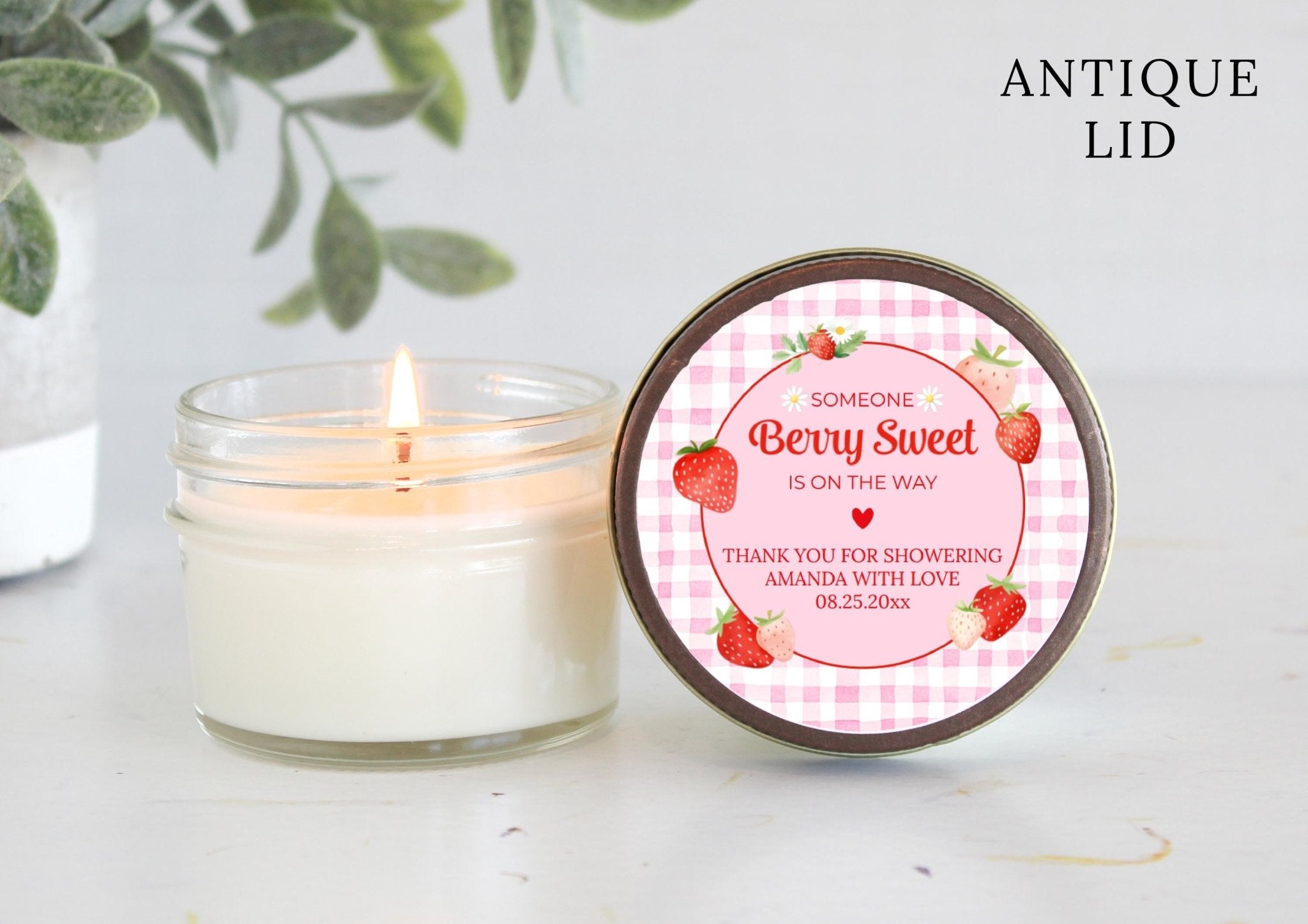 Berry Sweet Baby Shower & 1st Birthday Candle Favors / Personalized 4 oz. Soy Candle Favors / - The Dancing Wick