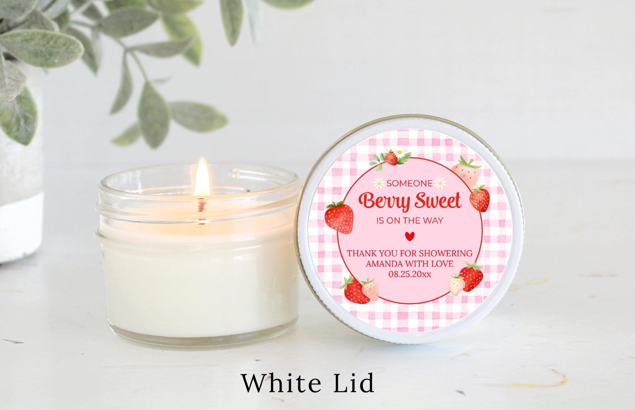 Berry Sweet Baby Shower & 1st Birthday Candle Favors / Personalized 4 oz. Soy Candle Favors / - The Dancing Wick