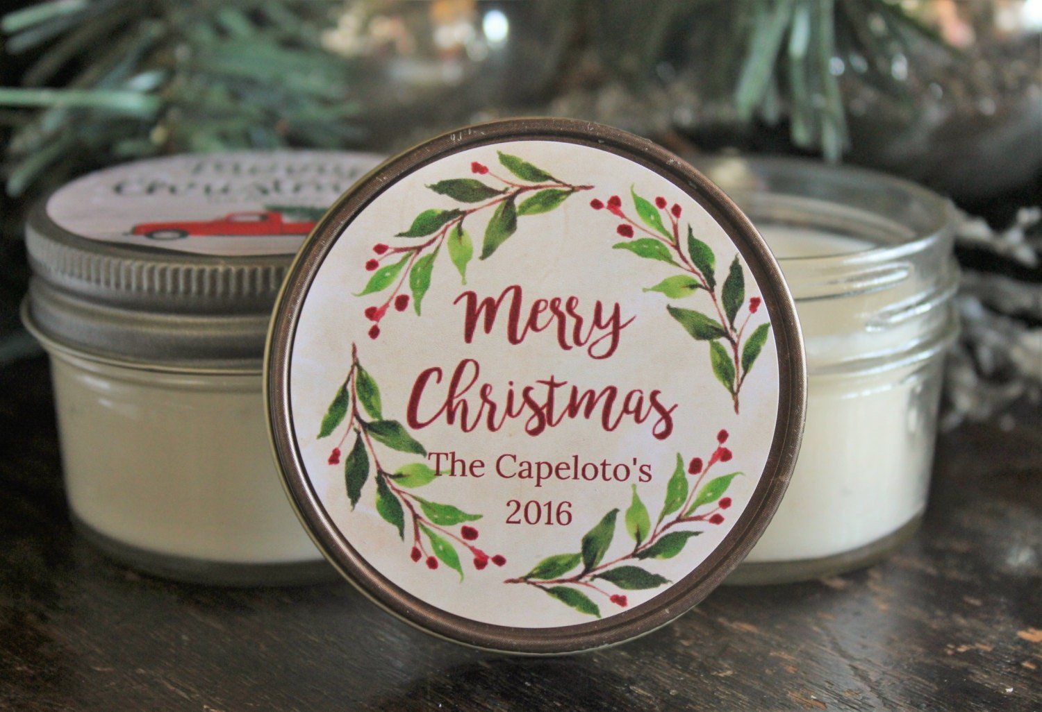 Berry Wreath Christmas Favors - The Dancing Wick