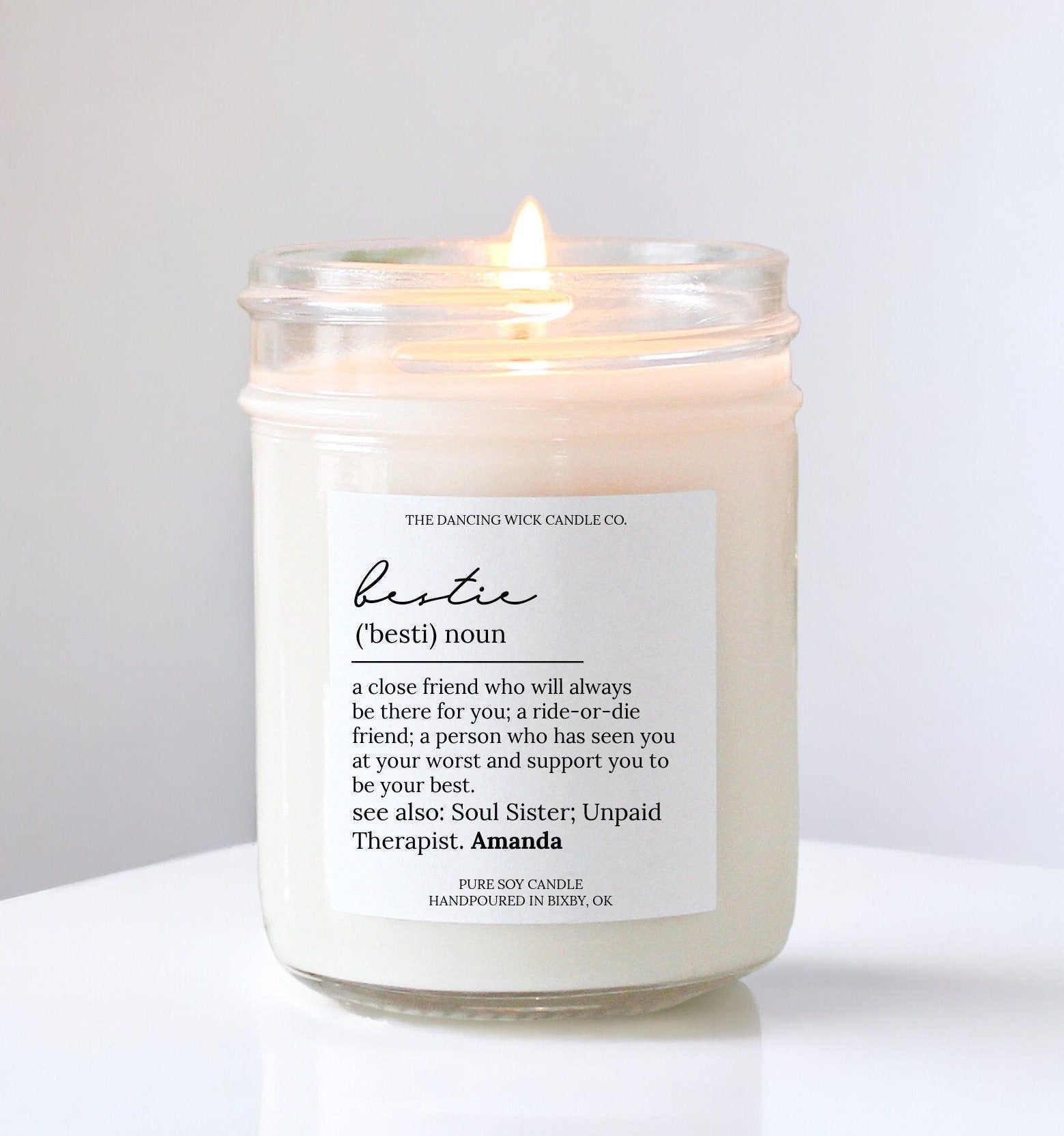 Bestie Noun Personalized Soy Candle - The Dancing Wick