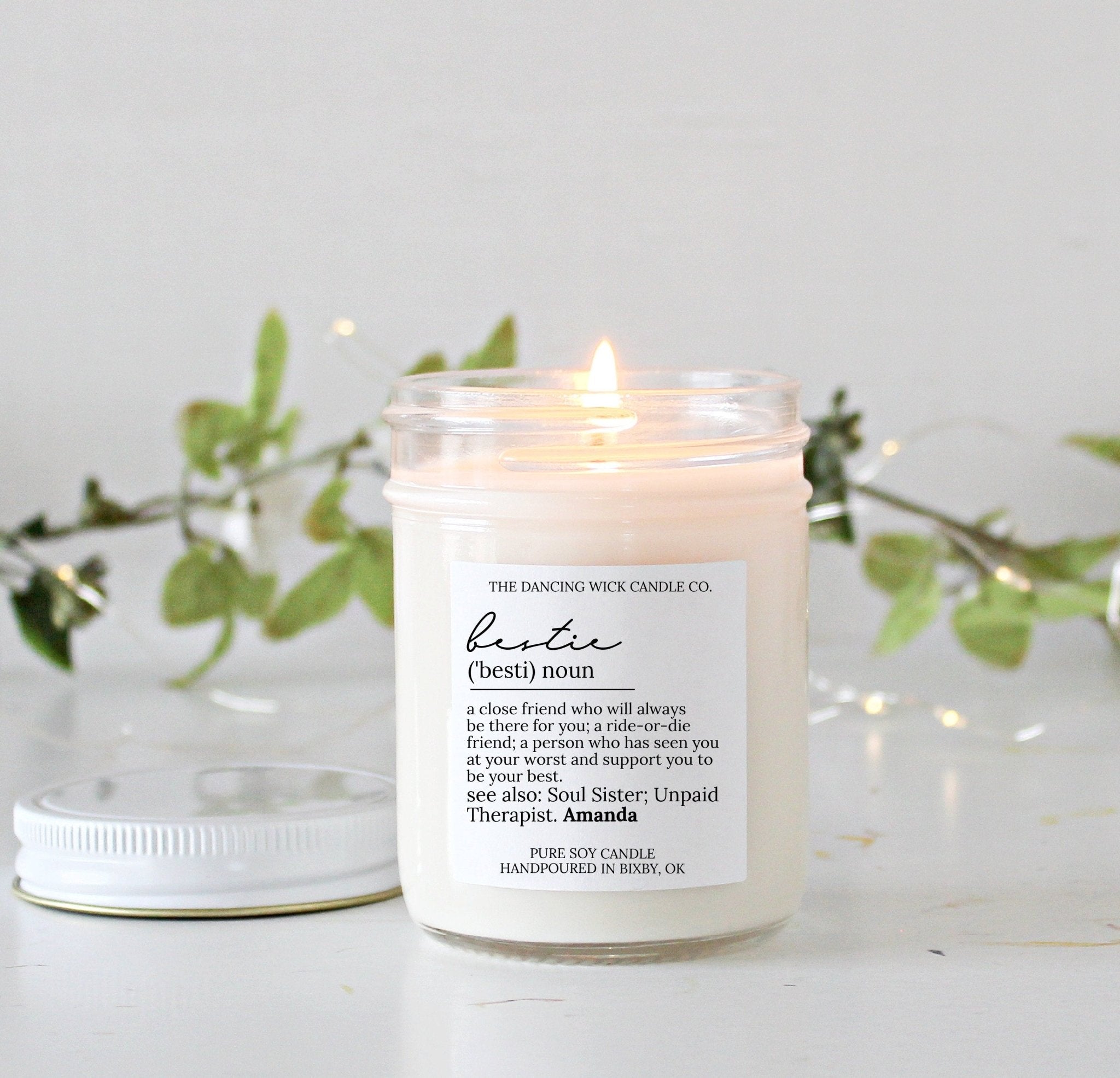 Bestie Noun Personalized Soy Candle - The Dancing Wick