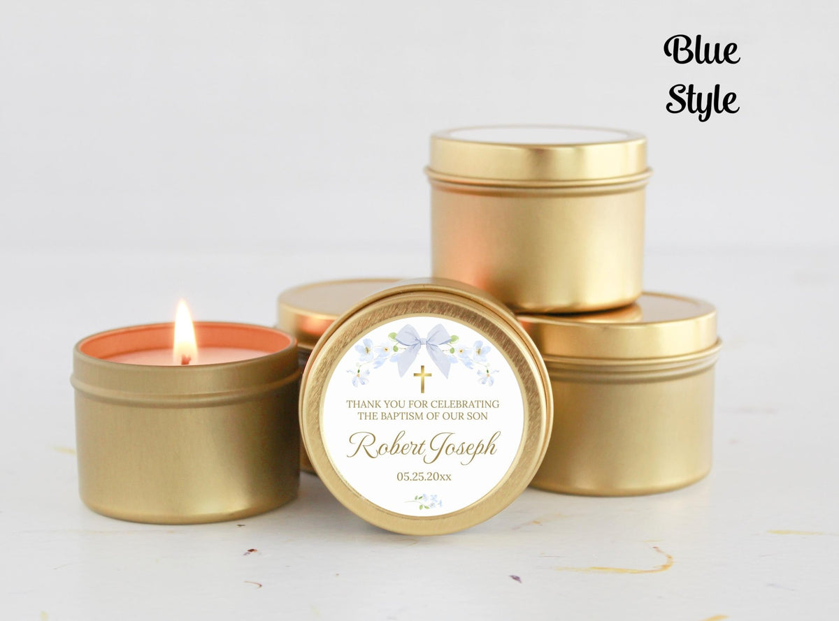 Bow & Floral Baptism Tins – Set of 10 - The Dancing Wick