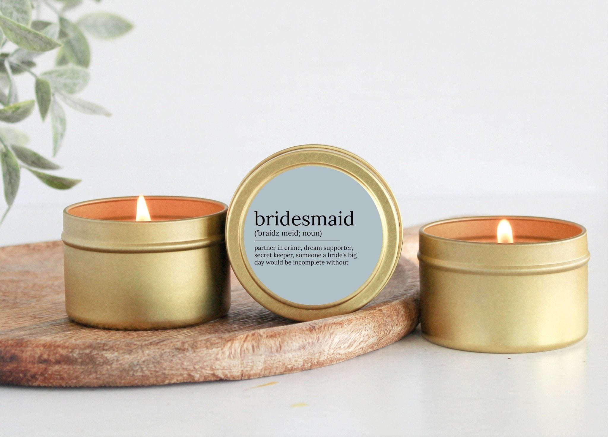 Bridesmaid Noun Tins - The Dancing Wick