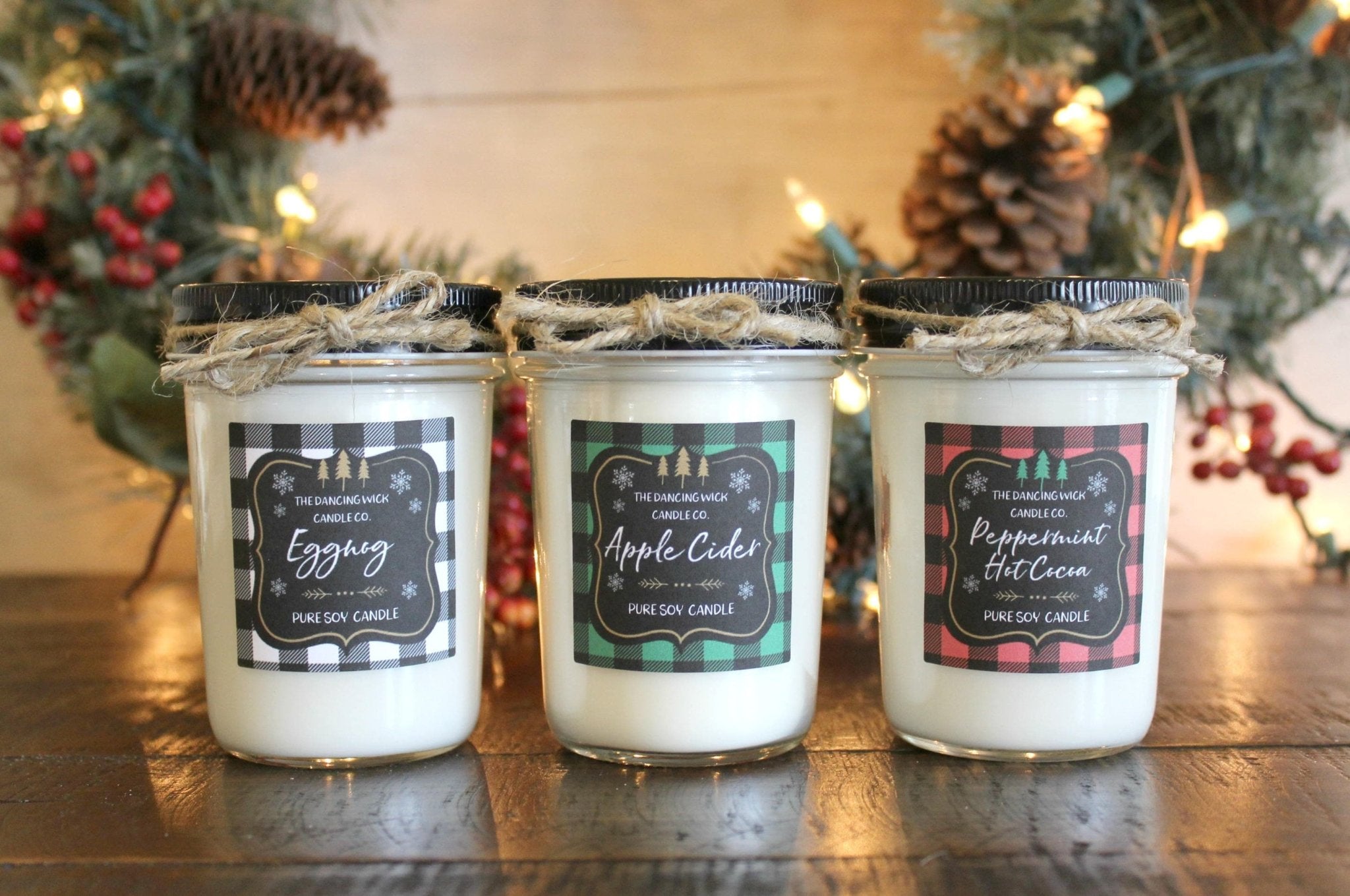 Buffalo Plaid Christmas Candle Gift Set - The Dancing Wick