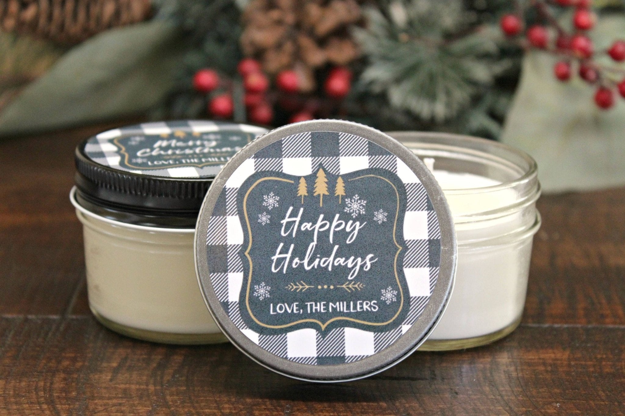 Buffalo Plaid Christmas Favor - The Dancing Wick