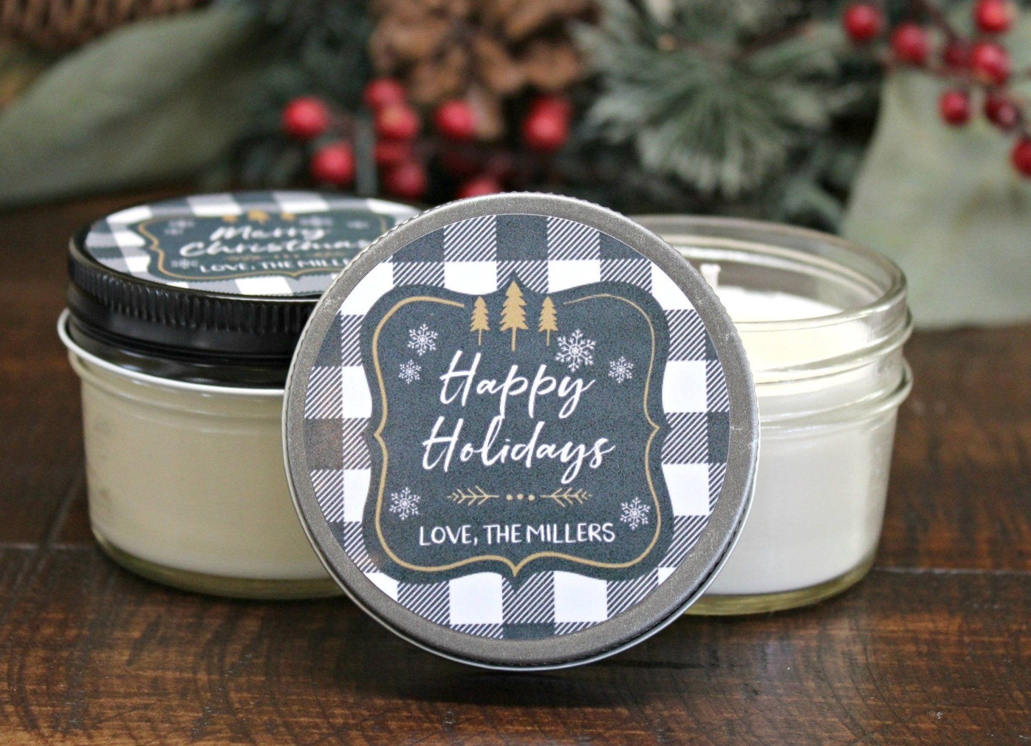 Buffalo Plaid Christmas Favor - The Dancing Wick