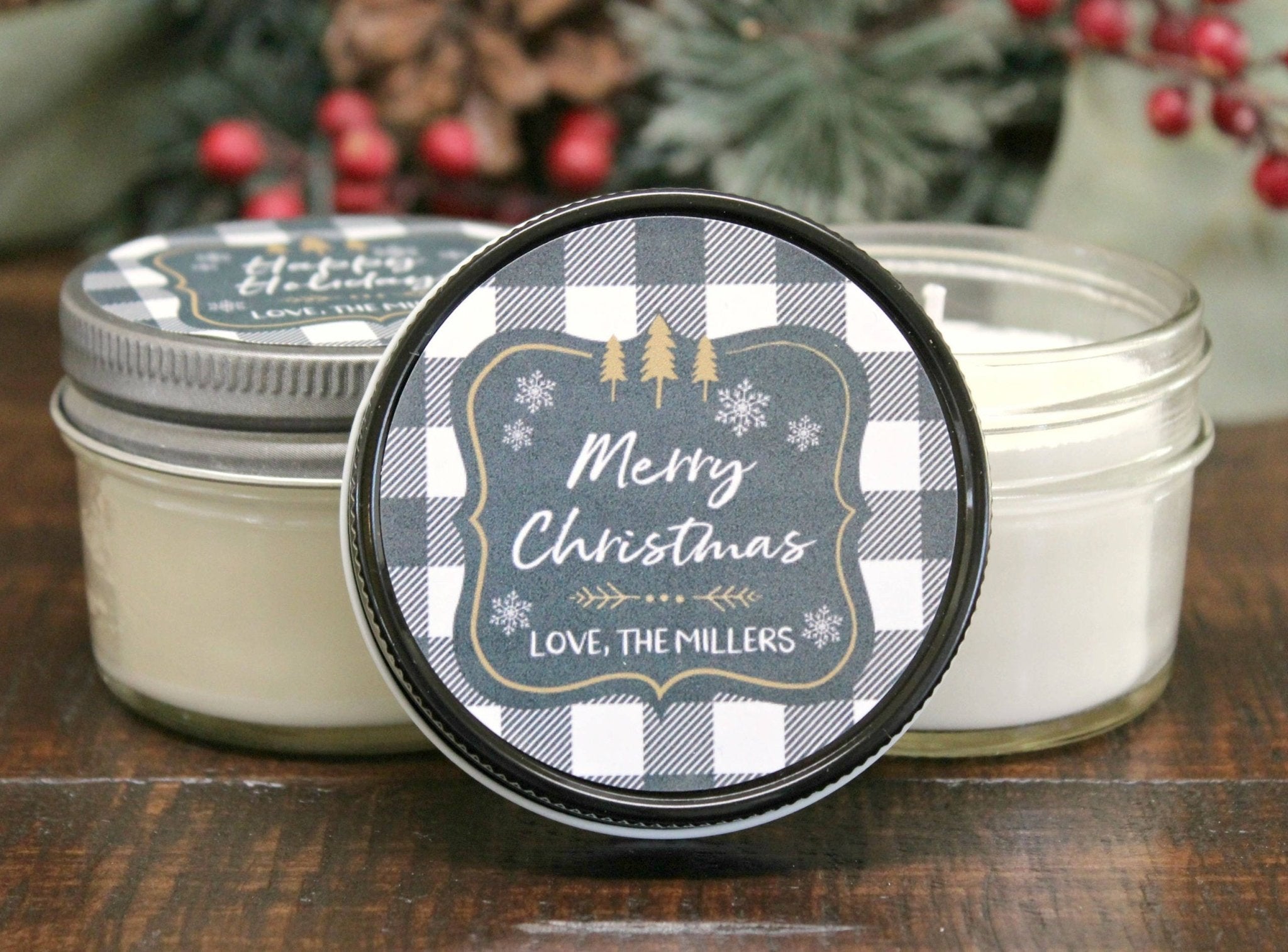 Buffalo Plaid Christmas Favor - The Dancing Wick