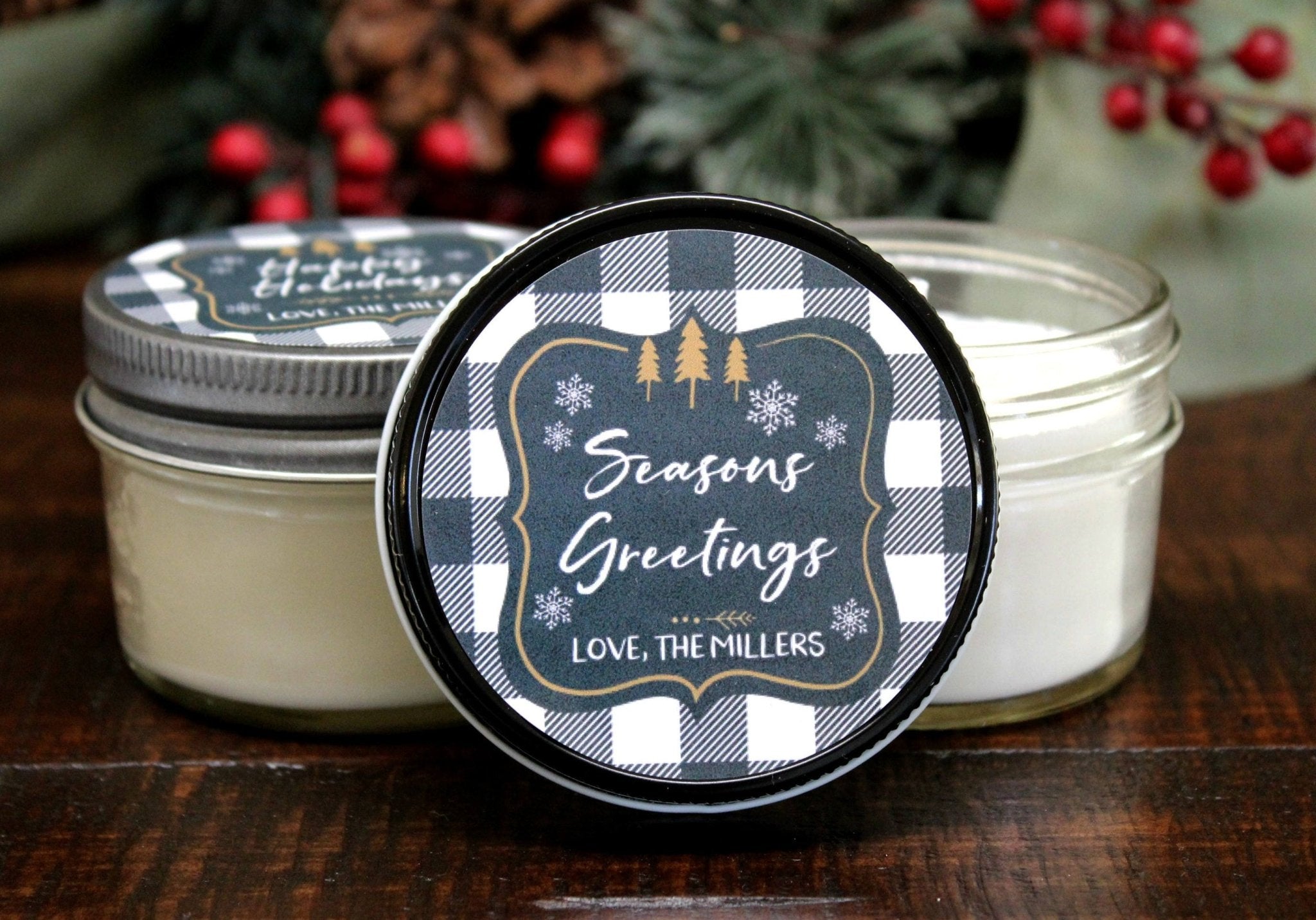 Buffalo Plaid Christmas Favor - The Dancing Wick