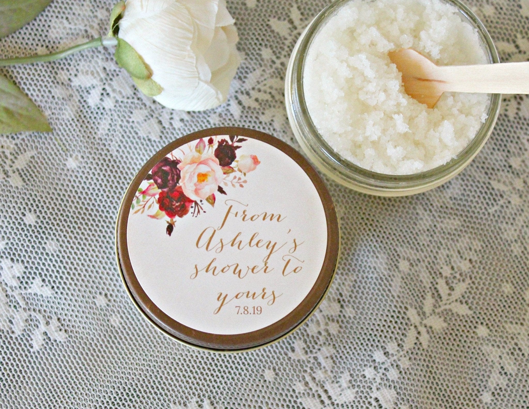 Burgundy & Blush Baby Shower Sugar Scrub - The Dancing Wick
