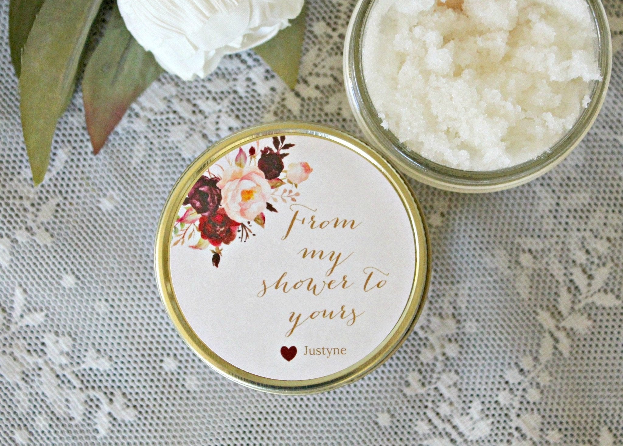 Burgundy & Blush Baby Shower Sugar Scrub - The Dancing Wick