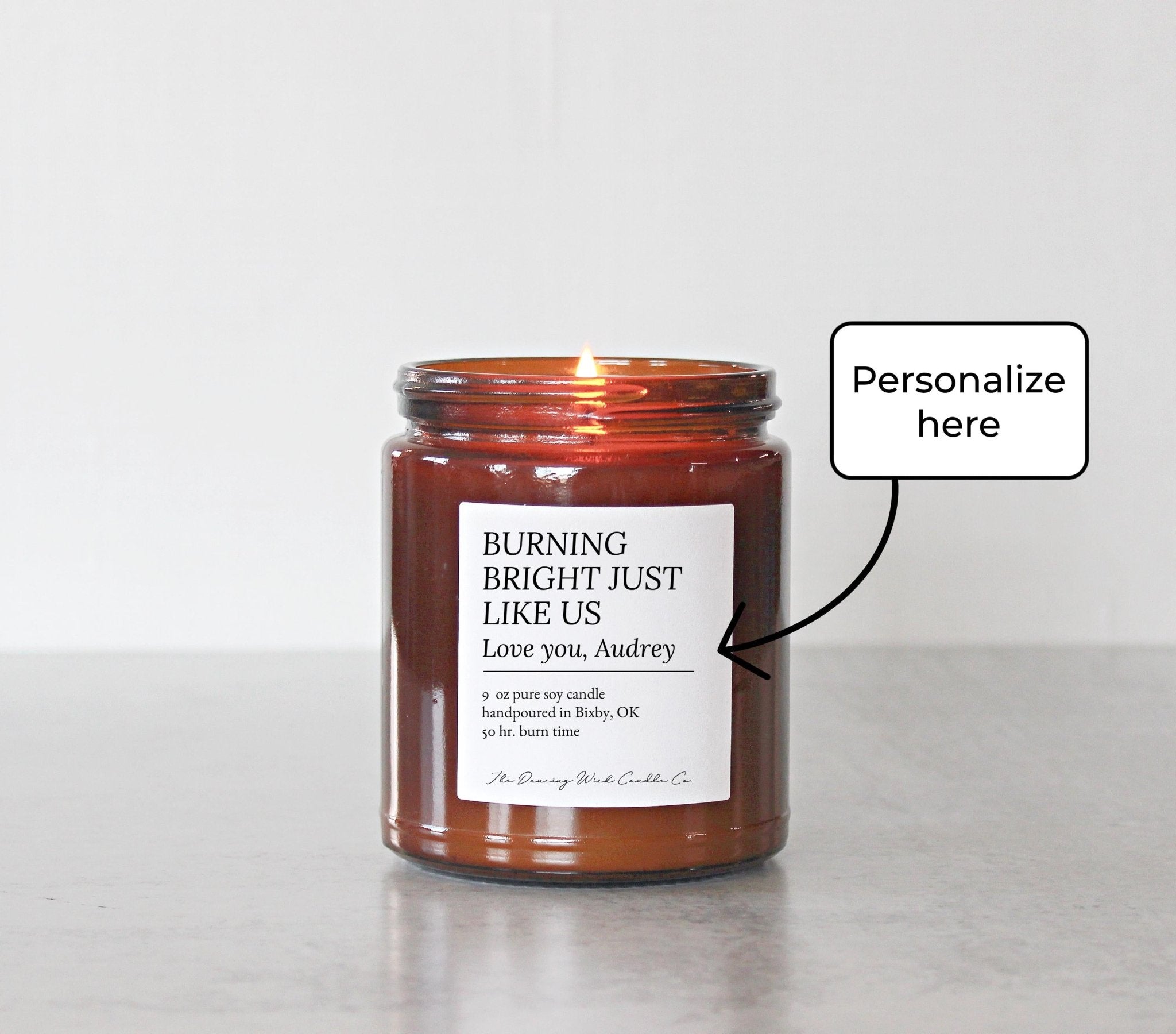 Burning Bright Just Like Us Amber Candle - The Dancing Wick