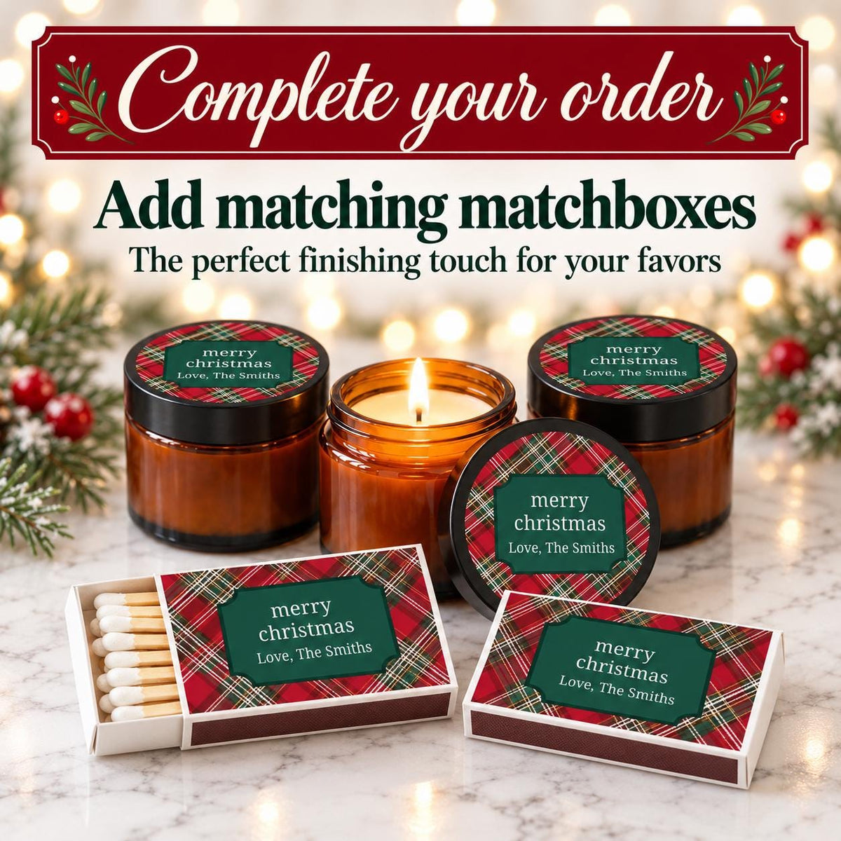 Christmas Plaid Ambers – Set of 10 - The Dancing Wick