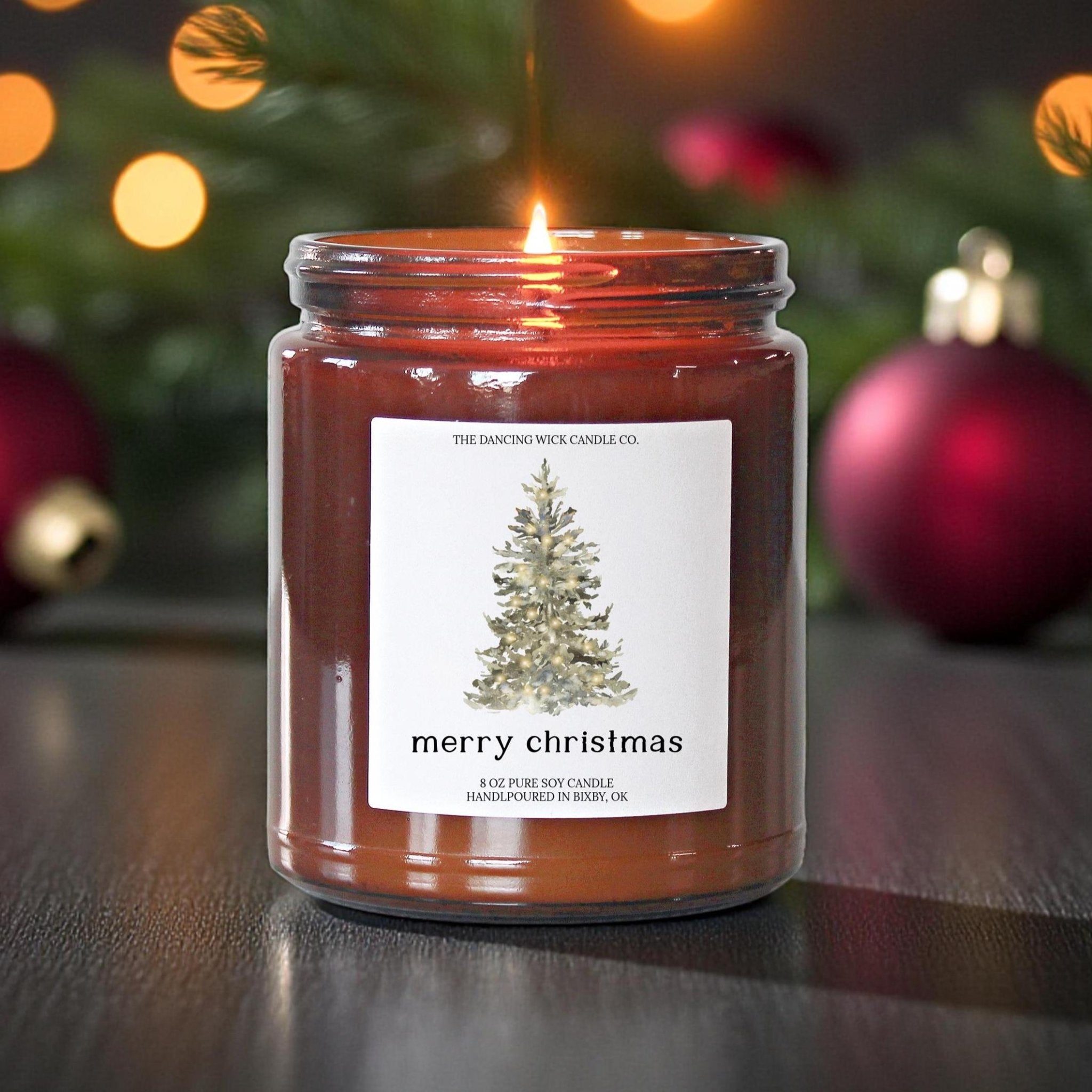 Christmas Tree Amber Jar - The Dancing Wick