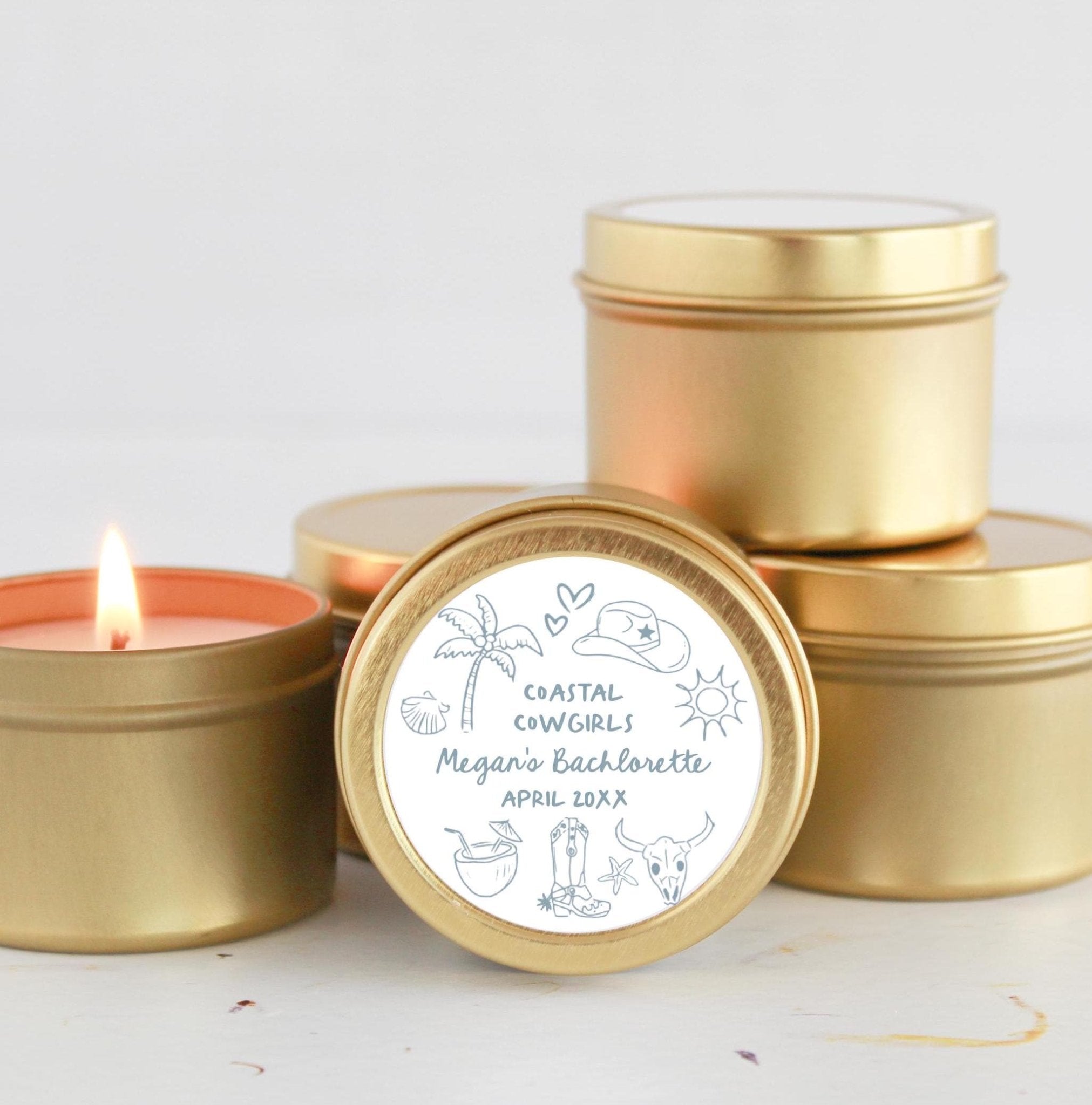 Coastal Cowgirl Bachelorette Tins - The Dancing Wick