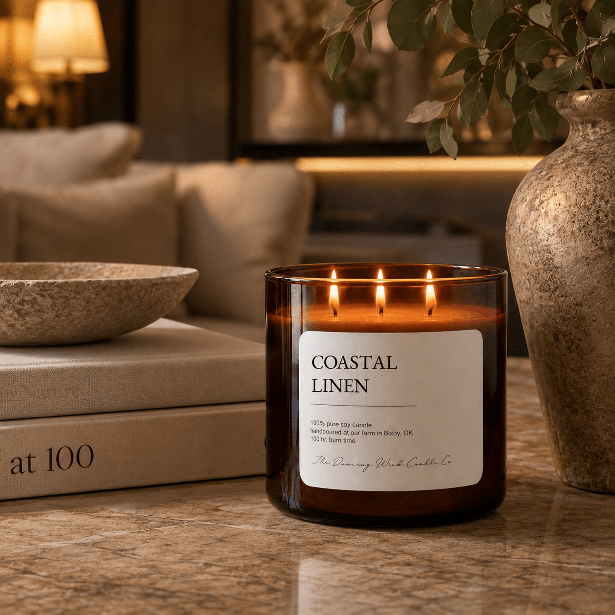 Coastal Linen - 3 Wick Everyday Tumbler Candle - The Dancing Wick
