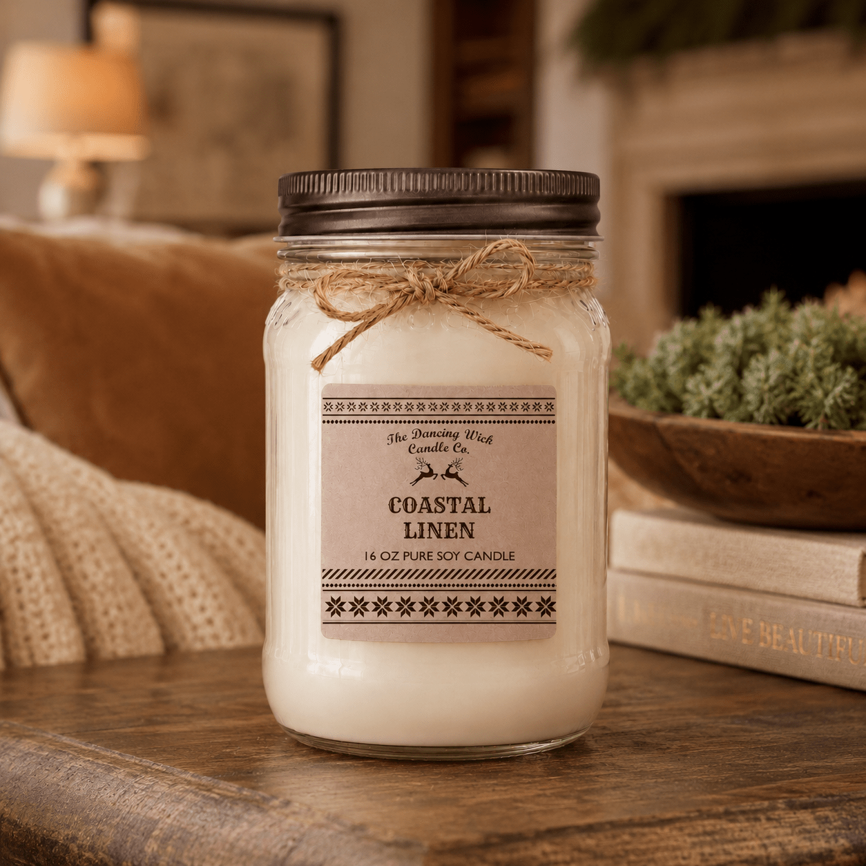 Coastal Linen - Kraft Winter Candle - The Dancing Wick