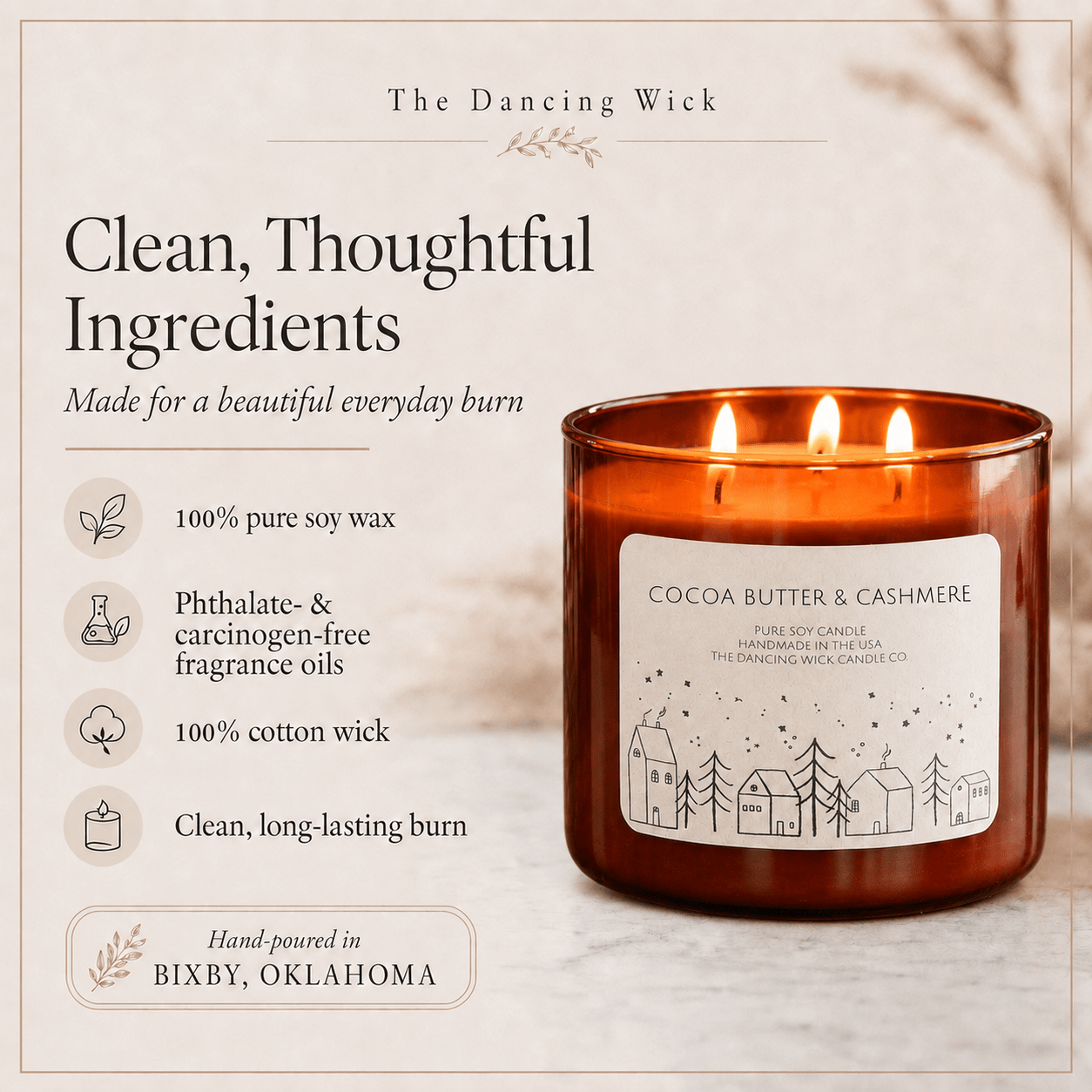 Cocoa Butter & Cashmere - 3 Wick Christmas Tumbler Candle - The Dancing Wick