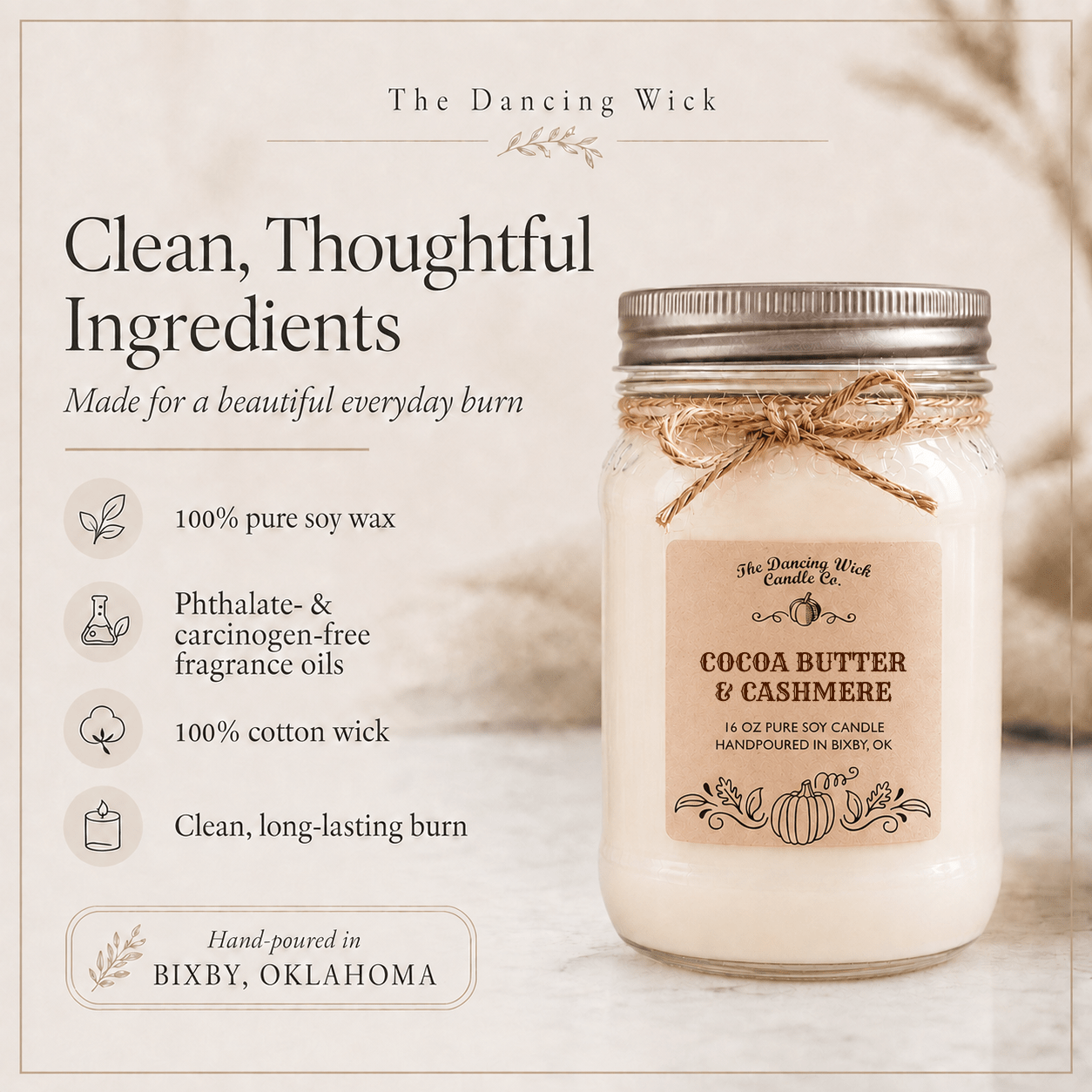 Cocoa Butter & Cashmere - Fall Candle - The Dancing Wick