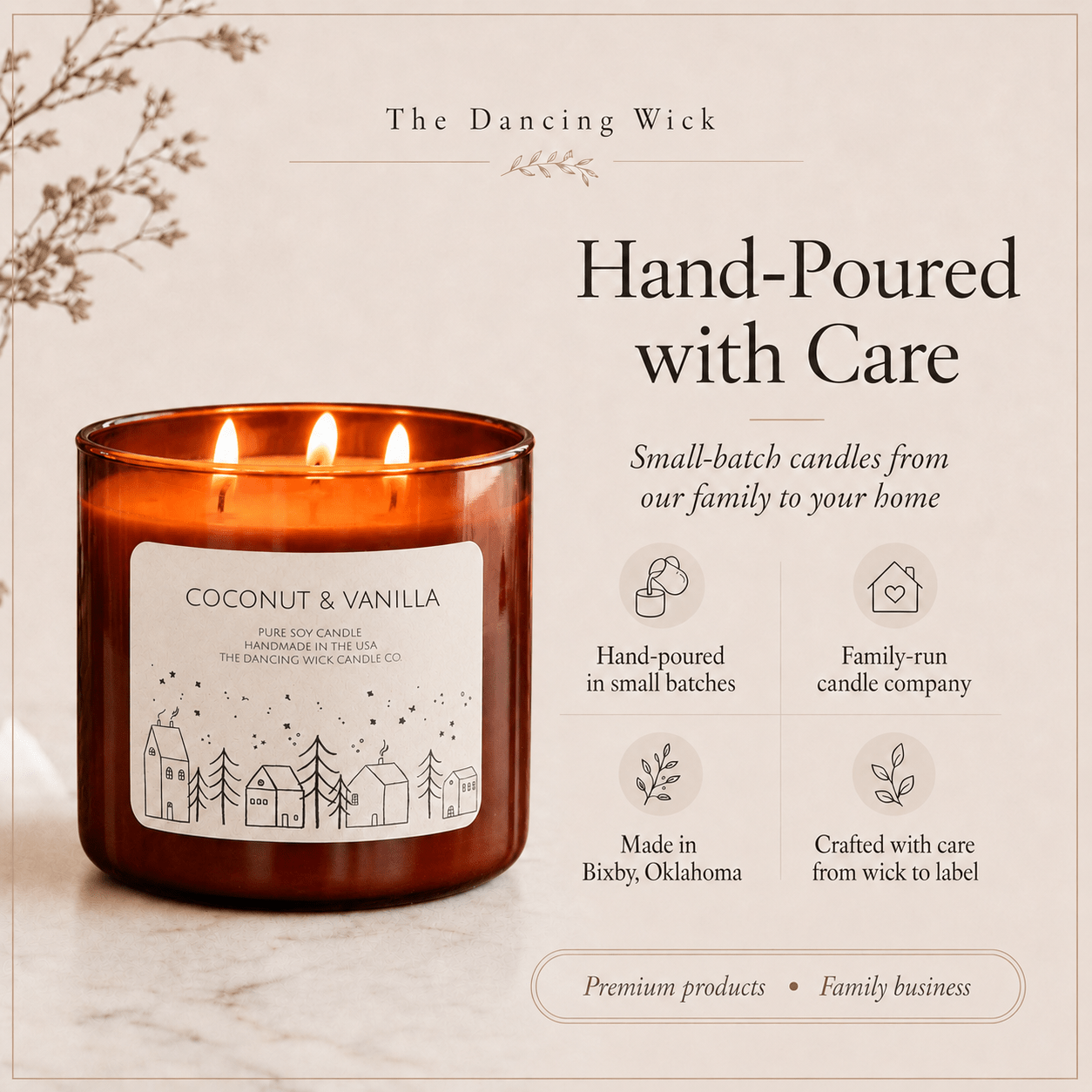 Coconut + Vanilla - 3 Wick Christmas Tumbler Candle - The Dancing Wick